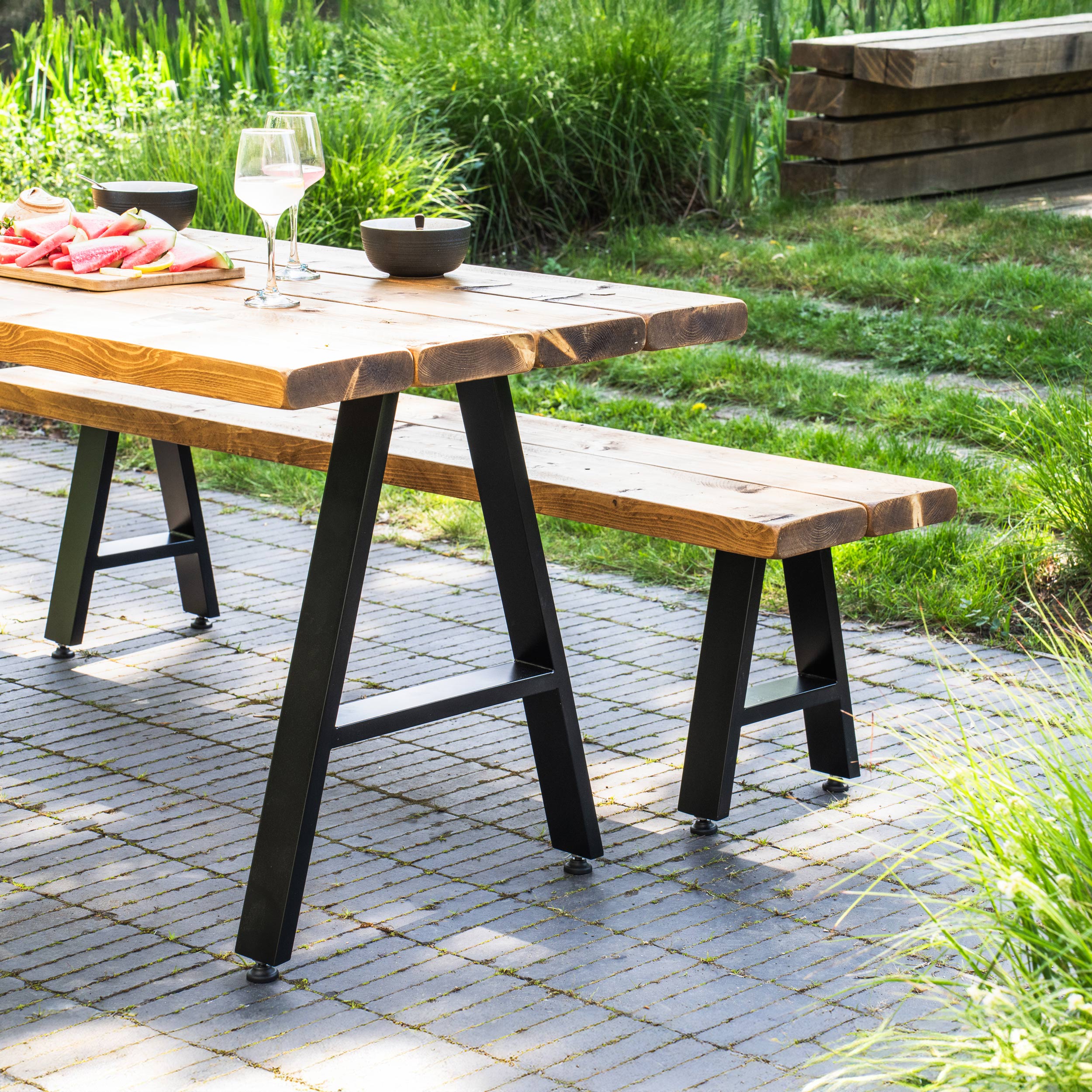 A-Frame Industrial legs, with Outdoor Hardware Pack | 71cm Table