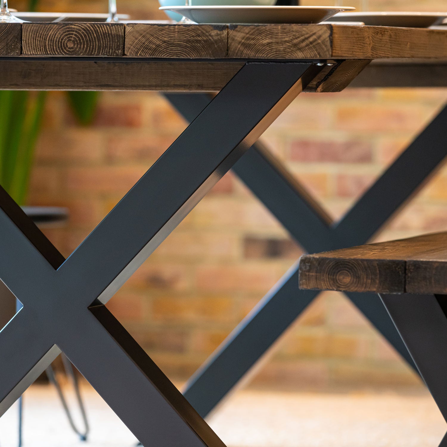 Chunky X-Frame Industrial Legs | 71cm Table Wide