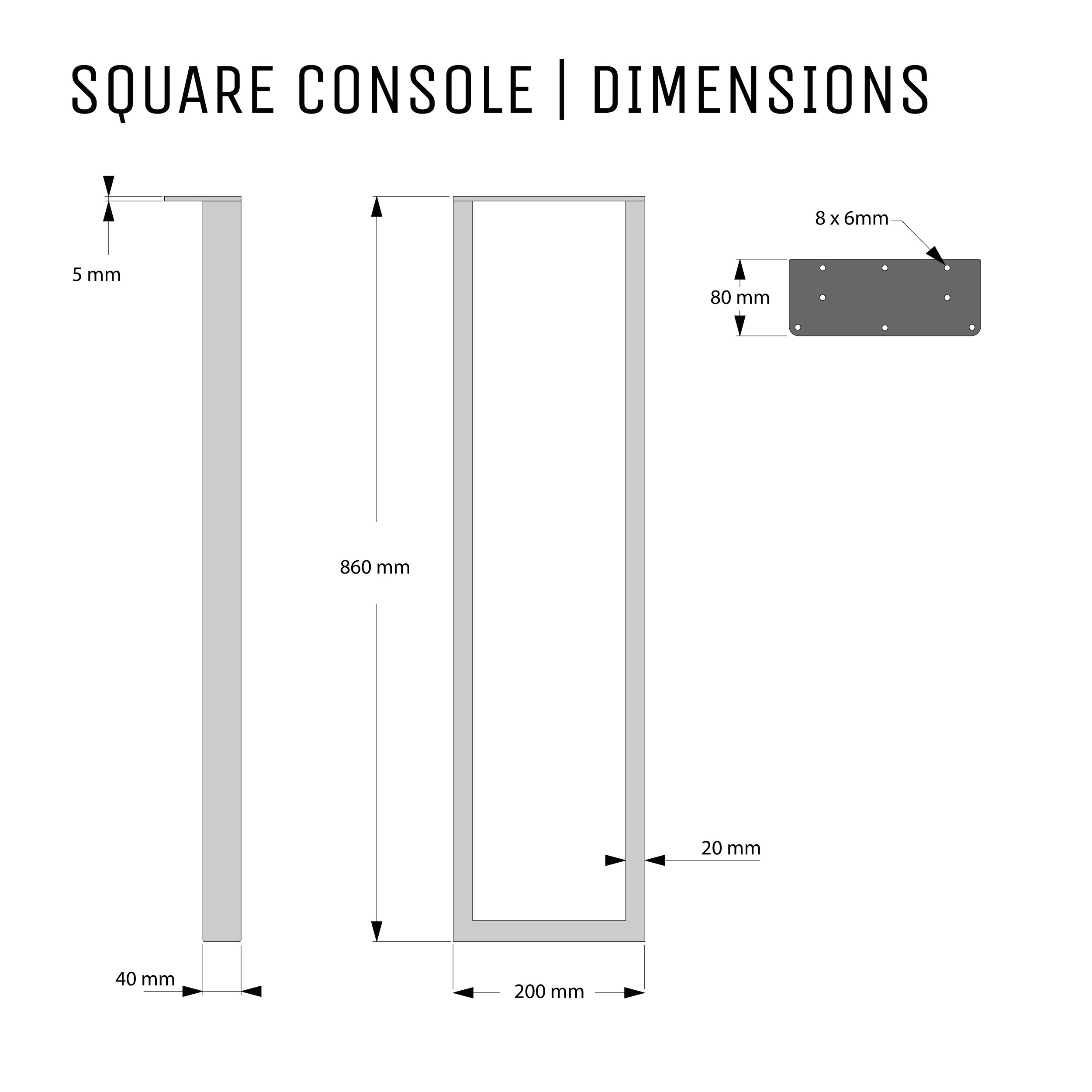 Square Console Legs | 86cm