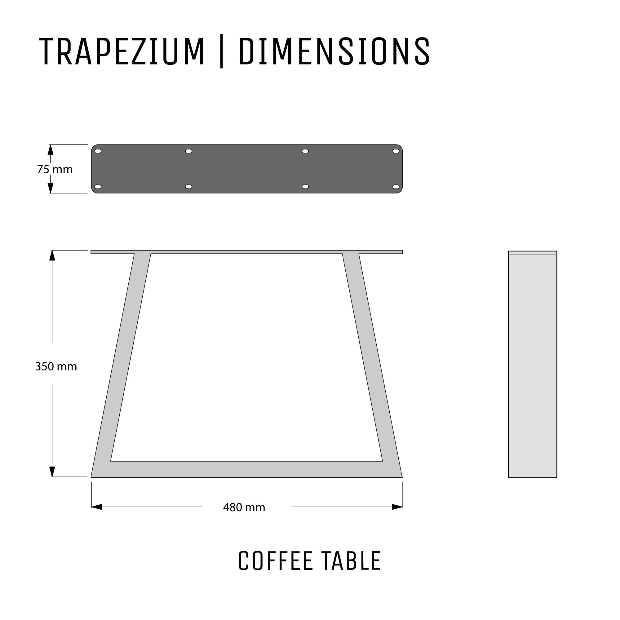 Trapezium Industrial Legs | 35cm Coffee Table