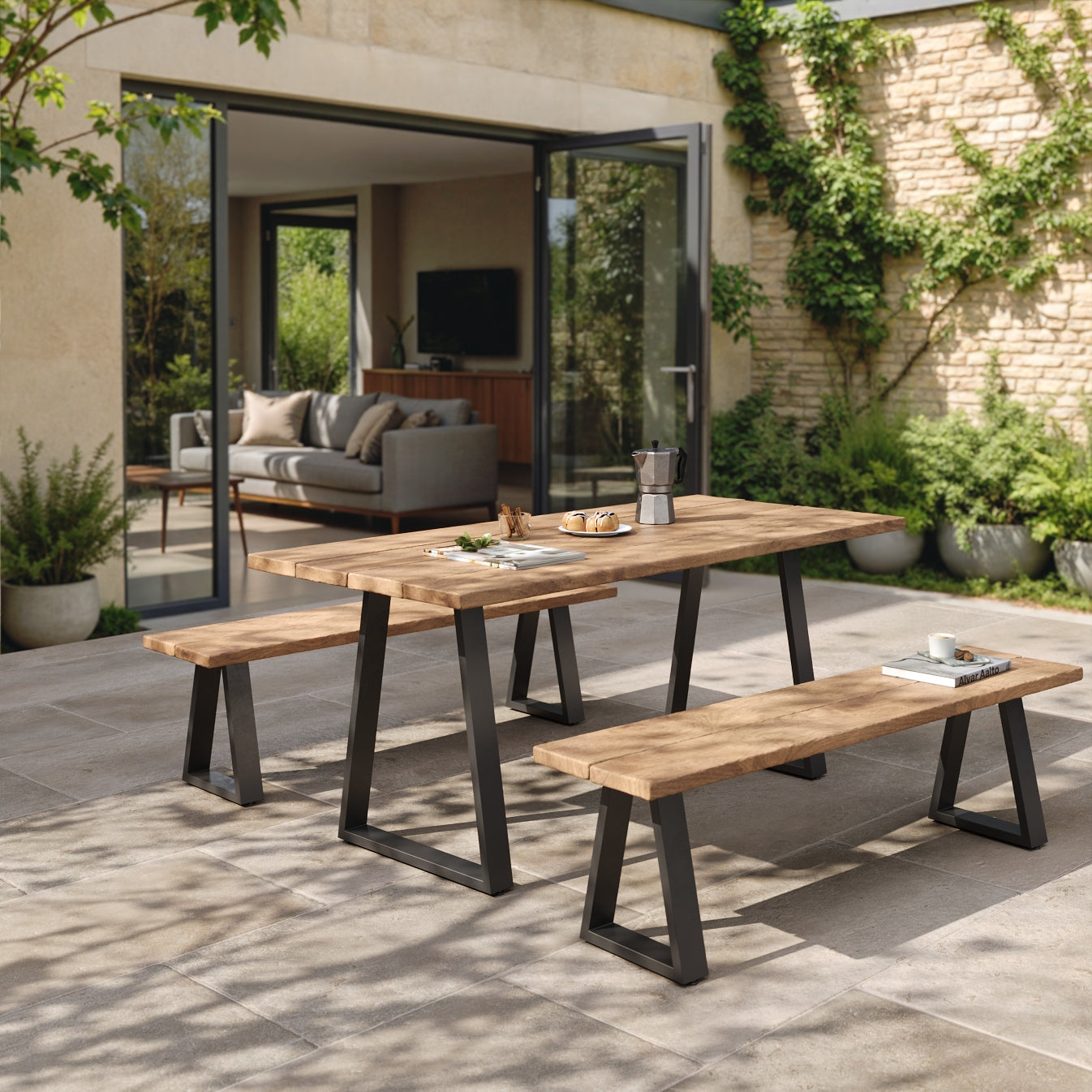 Trapezium Industrial Legs, with Outdoor Hardware Pack | 71cm Table Wide