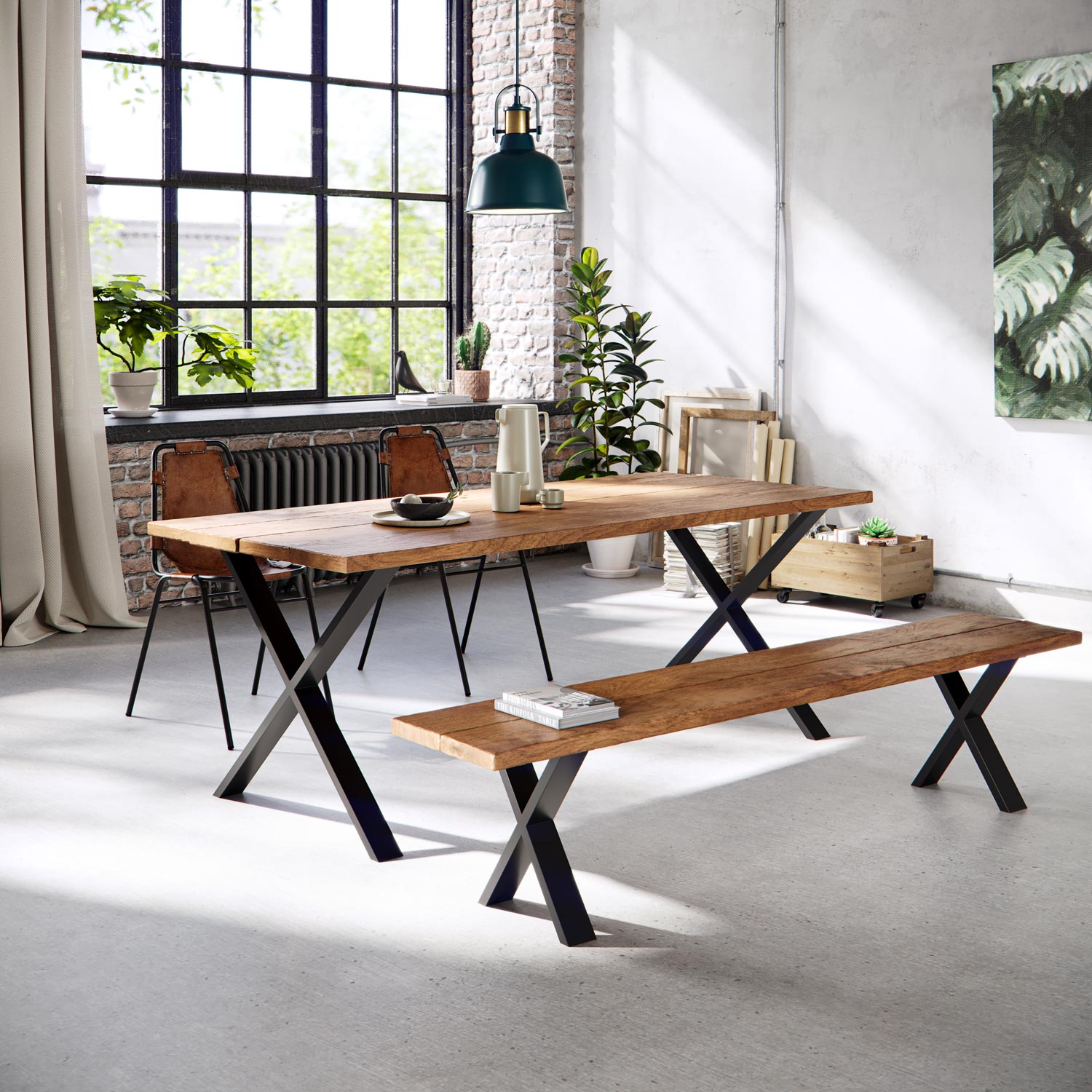 X-Frame Industrial legs | 40cm Bench