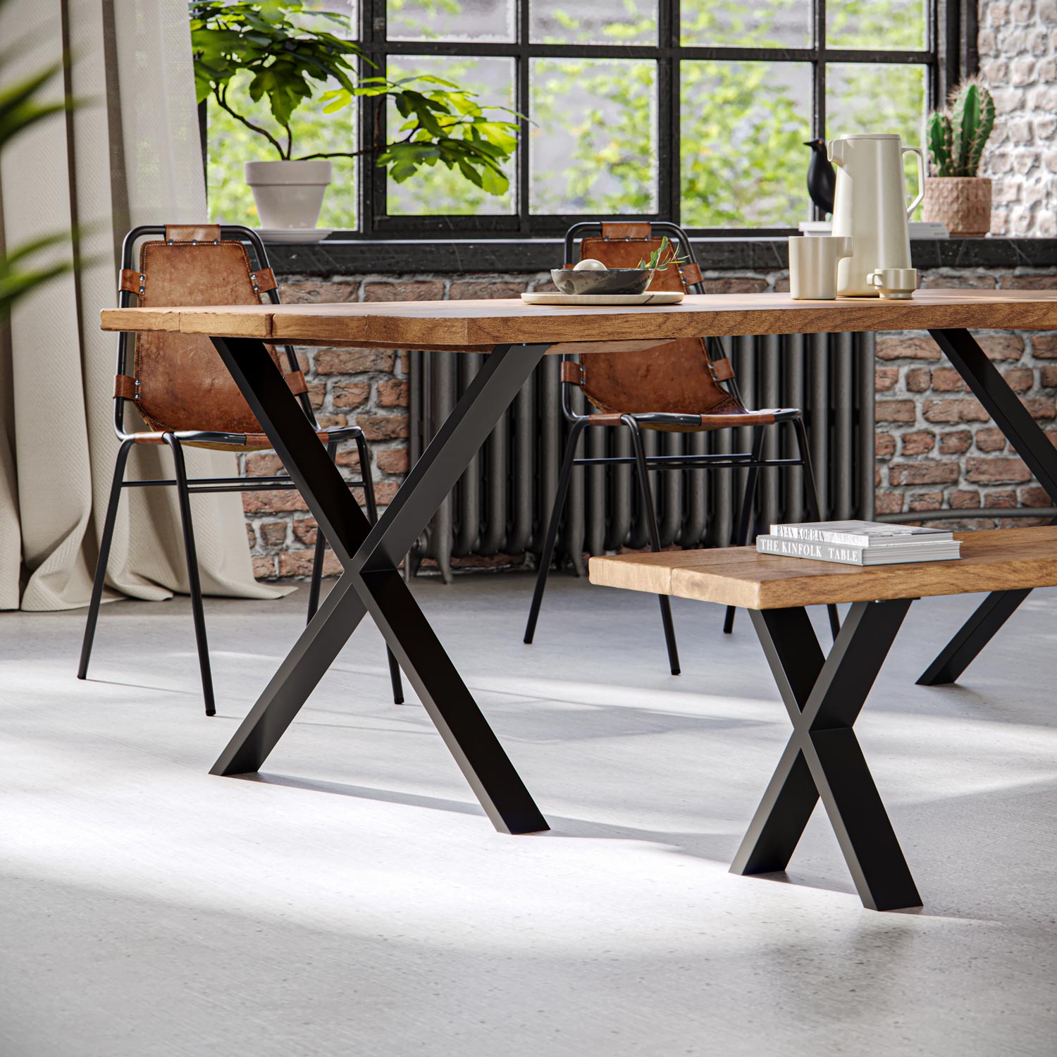 X-Frame Industrial legs | 71cm Table Wide