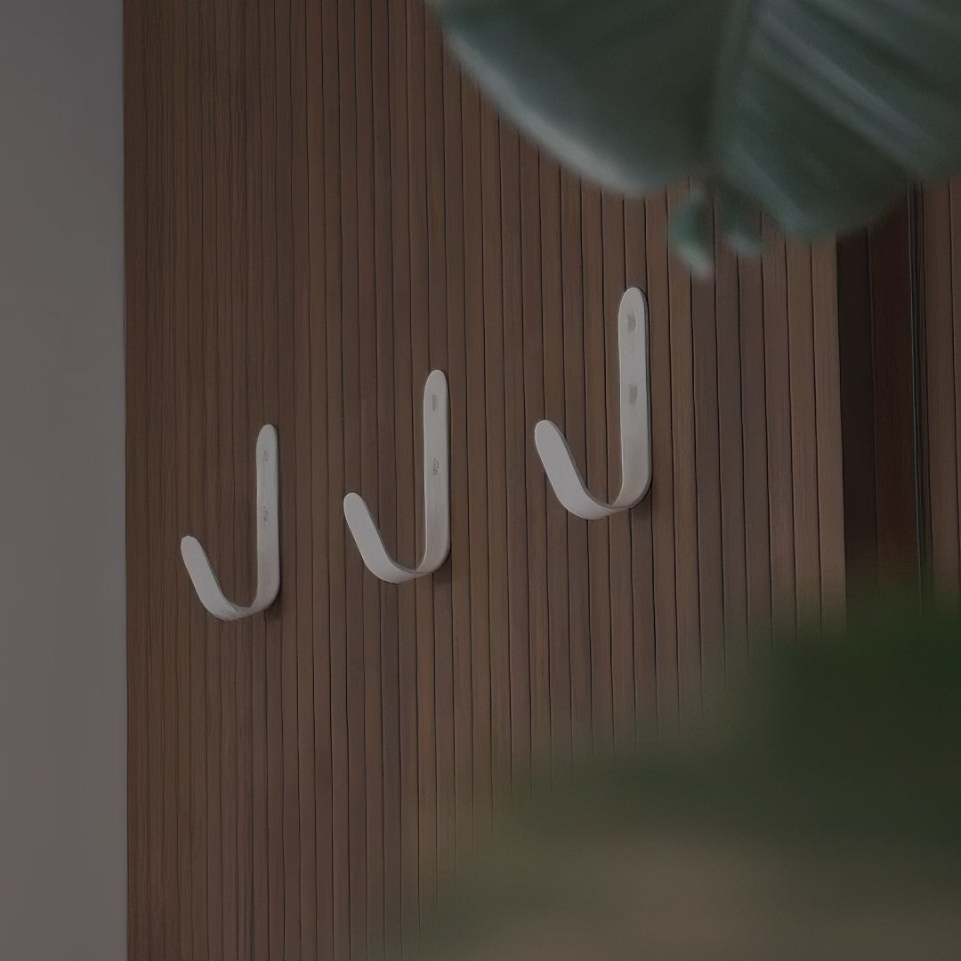 White J Wall Hooks in a modern wooden home gym