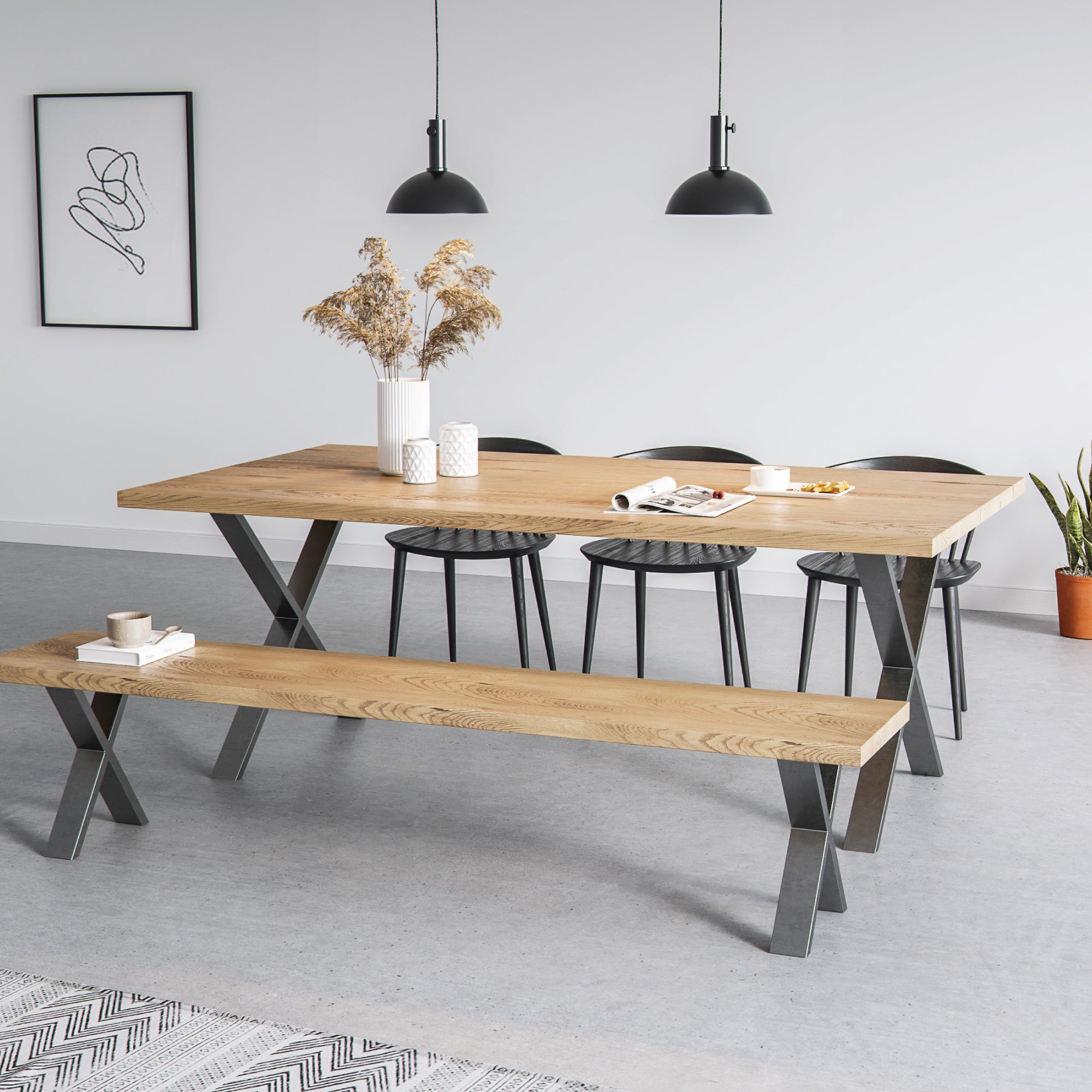 X-Frame Industrial legs | 71cm Table Wide