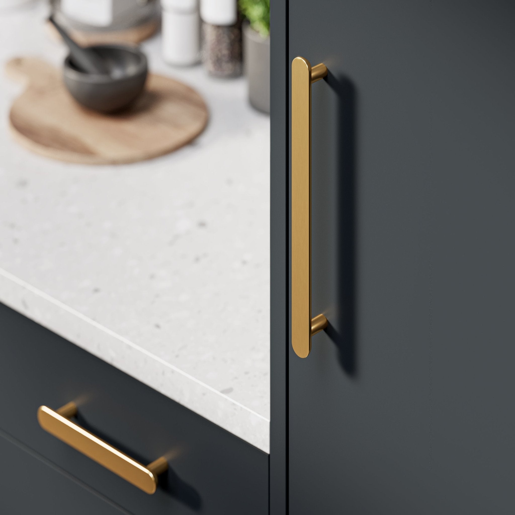 Bar Trim Pull Handle-Brushed Brass-260mm-The Hairpin Leg Co.