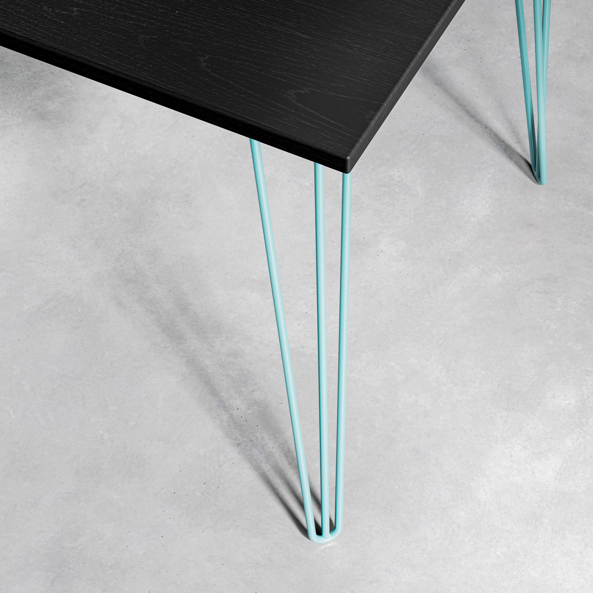 Black Ash Hairpin Table-Small (60cm x 120cm)-Duck Egg-The Hairpin Leg Co.