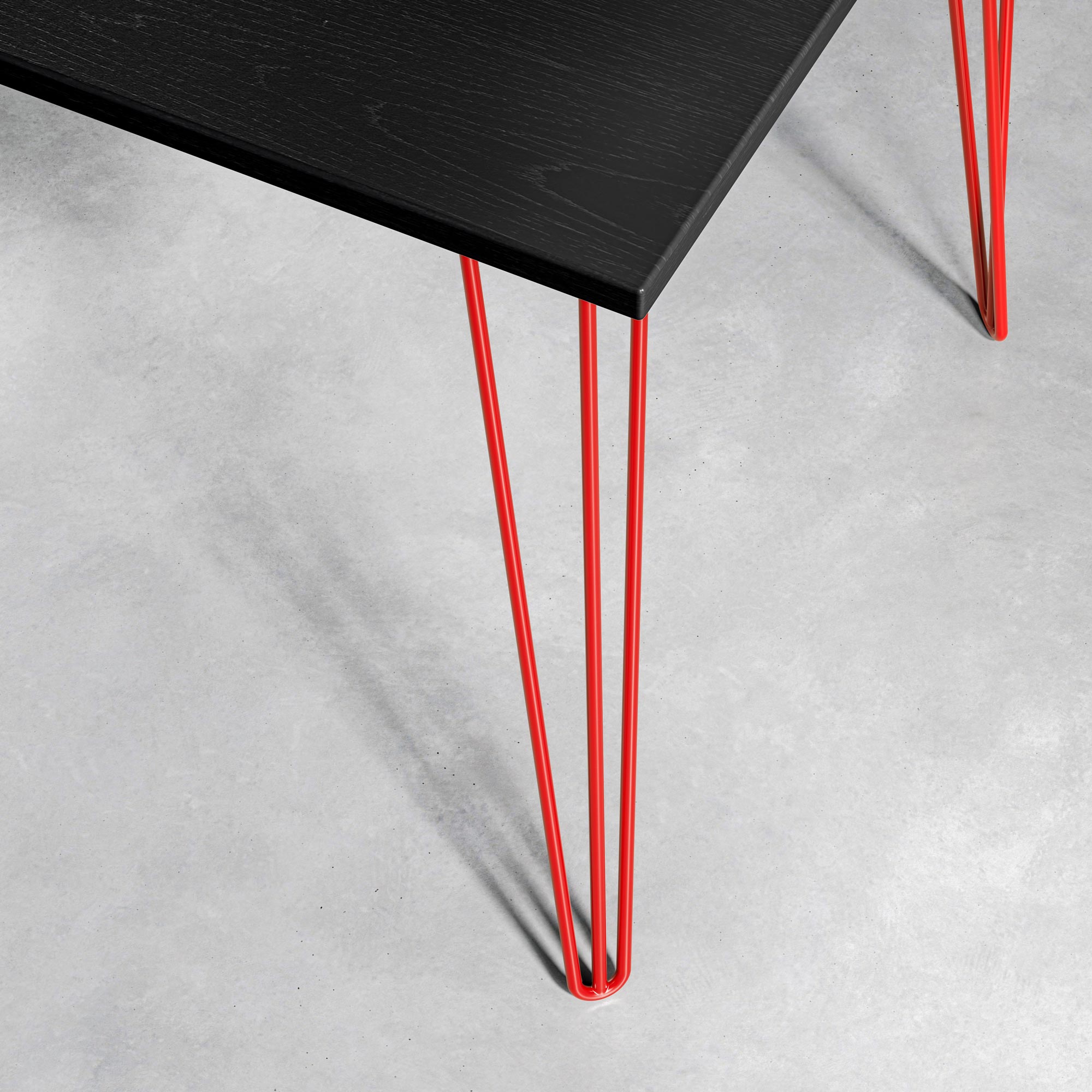 Black Ash Hairpin Table-Small (60cm x 120cm)-Red-The Hairpin Leg Co.