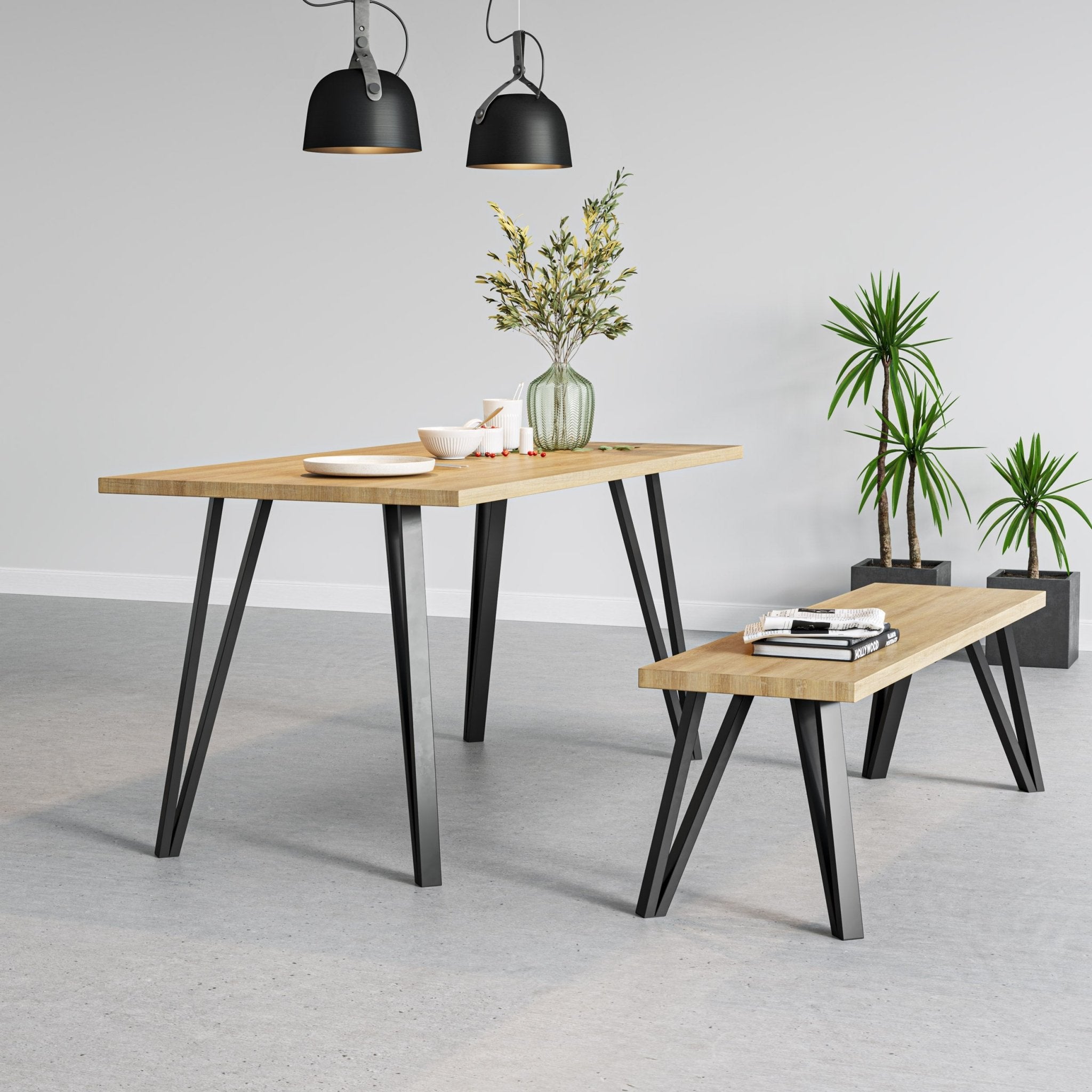 Box Hairpin Legs-Black-28" / 71cm - Desk & Dining Table-The Hairpin Leg Co.