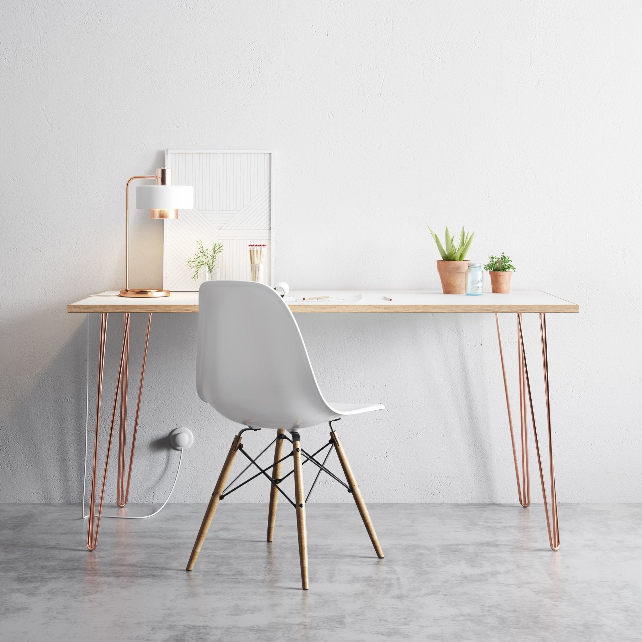 Copper Hairpin Legs-28" / 71cm - Desk & Dining Table-3 Rod-The Hairpin Leg Co.