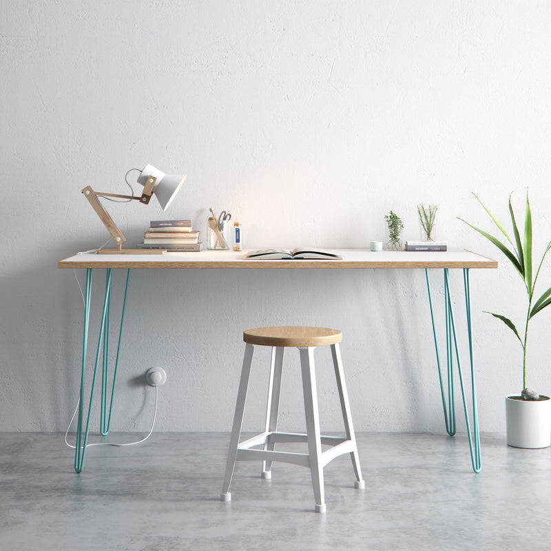 Duck Egg Blue Hairpin Legs-28" / 71cm - Desk & Dining Table-3 Rod-The Hairpin Leg Co.