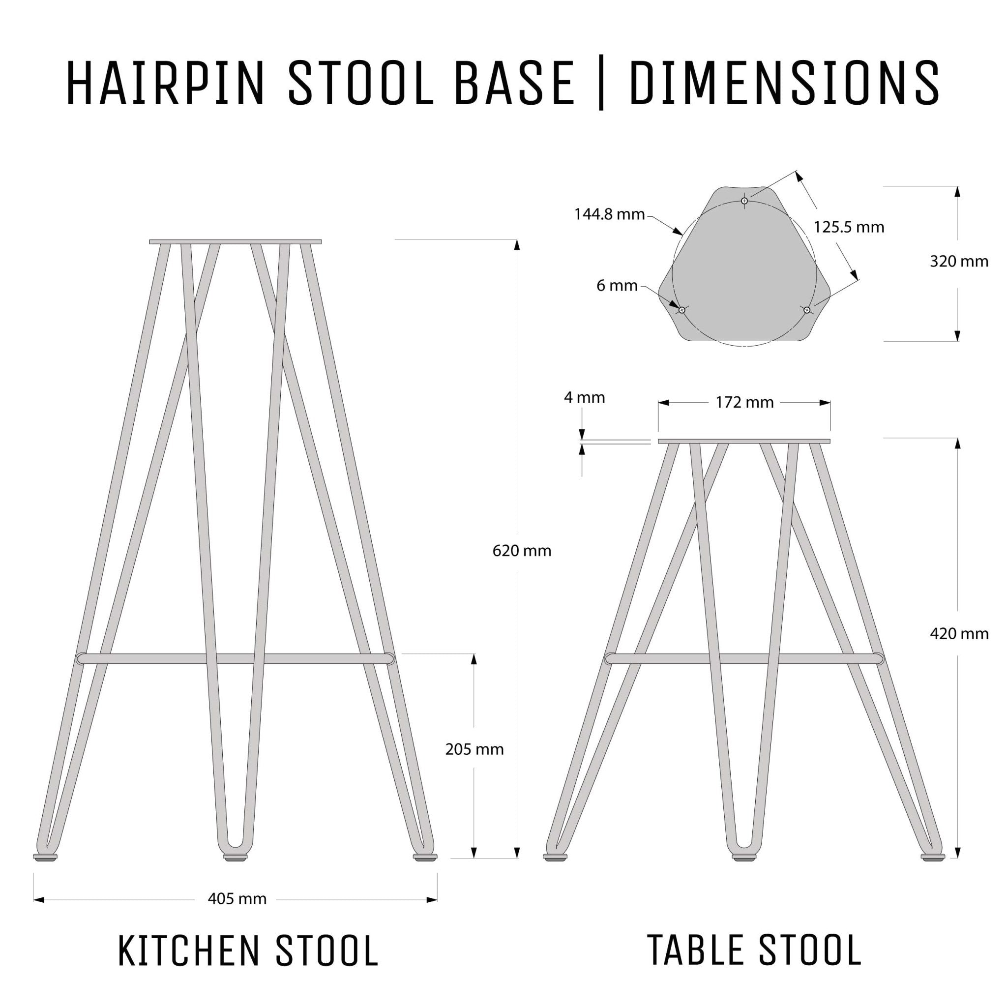 Hairpin Stool Base-40cm / 16inch - Low Stool-Black-The Hairpin Leg Co.