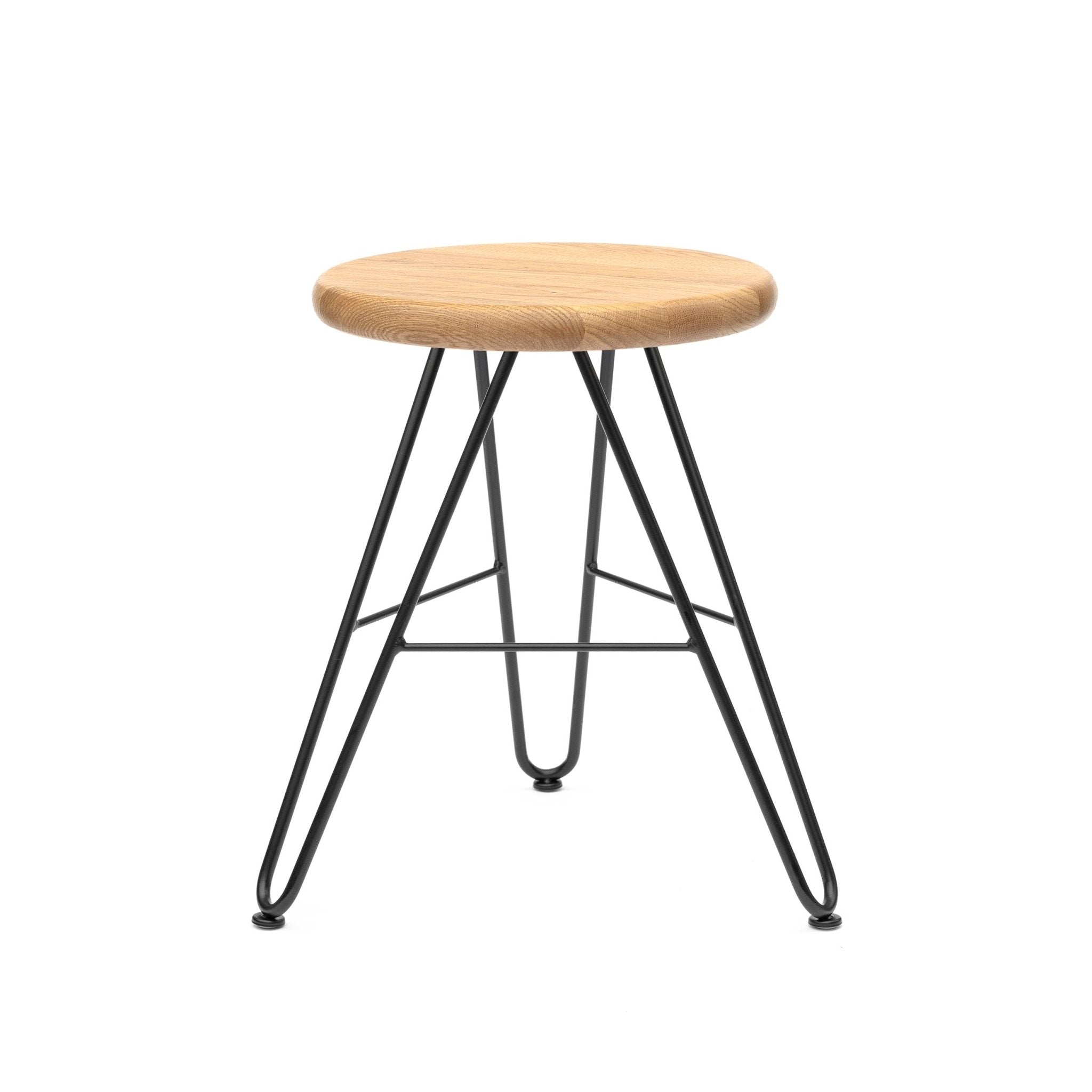Hairpin Stool, Oak-40cm / 16inch - Low Stool-Black-The Hairpin Leg Co.