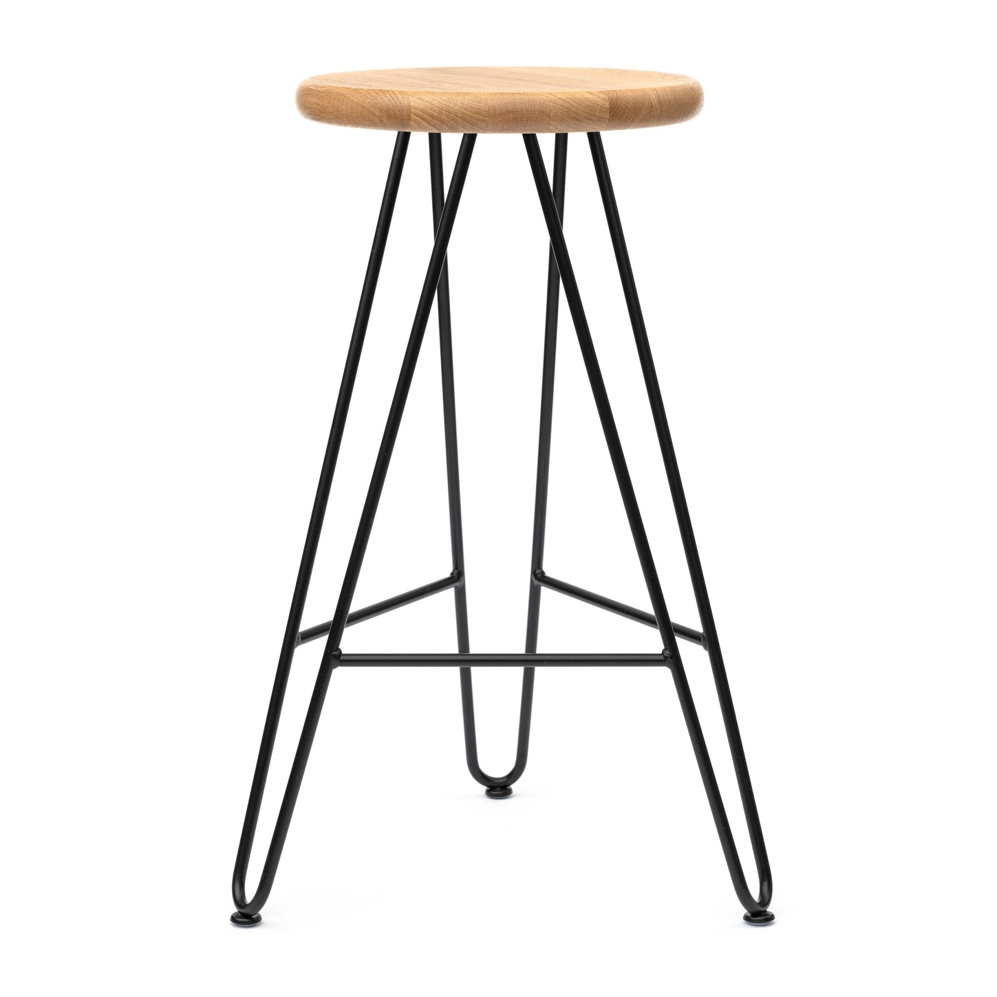 Hairpin Stool, Oak-65cm / 25.5 inch - Kitchen Stool-Black-The Hairpin Leg Co.