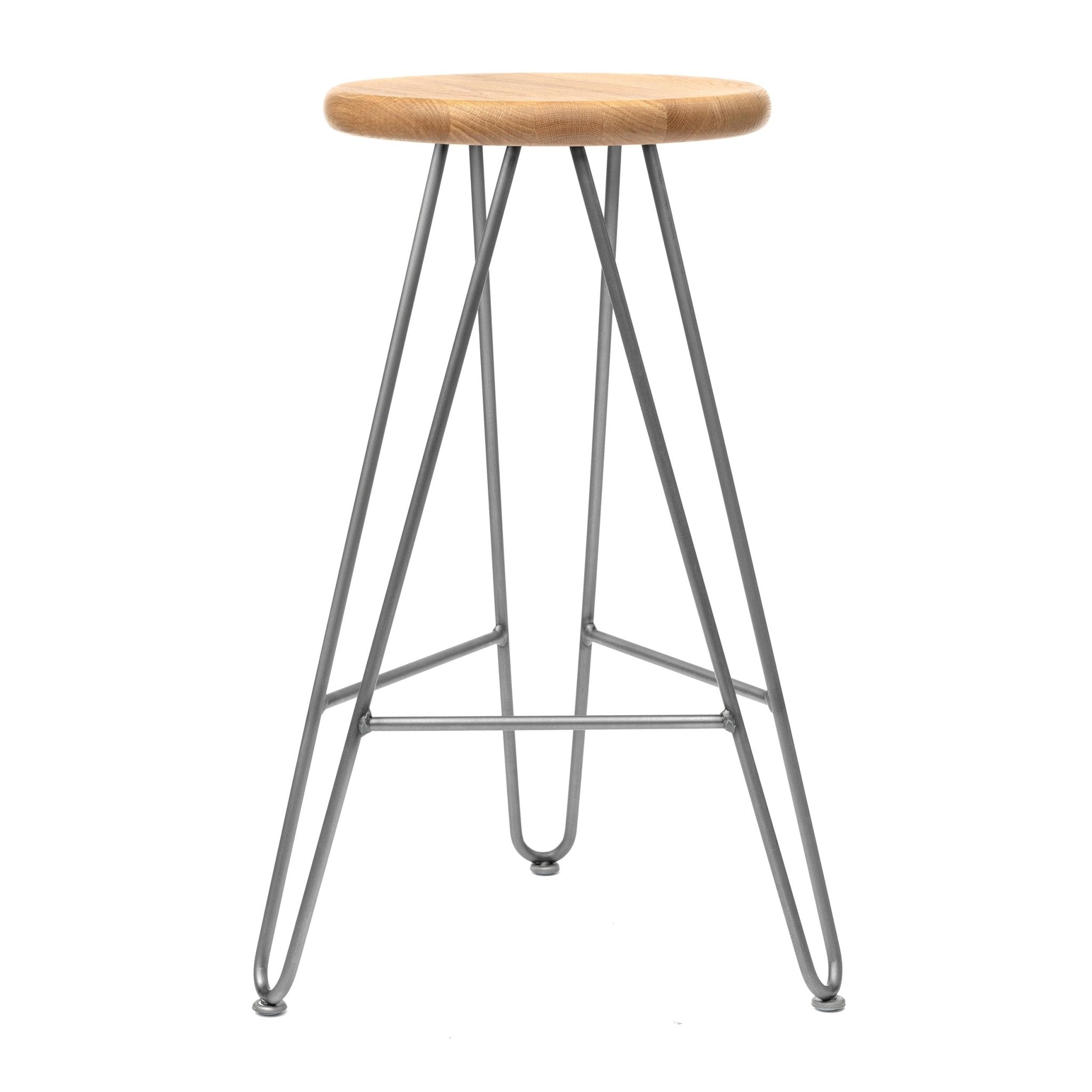 Hairpin Stool, Oak-65cm / 25.5 inch - Kitchen Stool-Clear Coat-The Hairpin Leg Co.