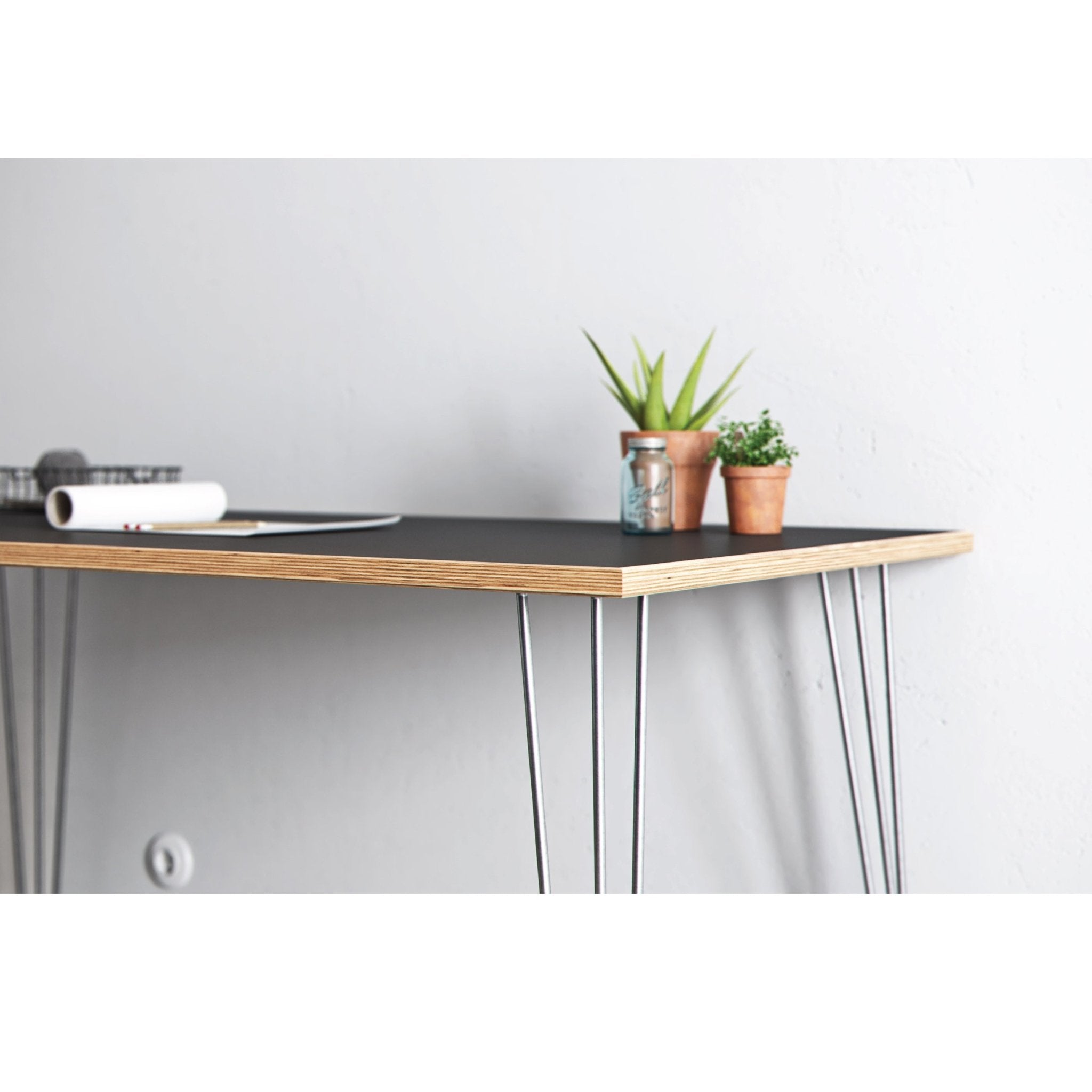 Hairpin Table (Grey)-Grey-Small (60cm x 120cm)-The Hairpin Leg Co.
