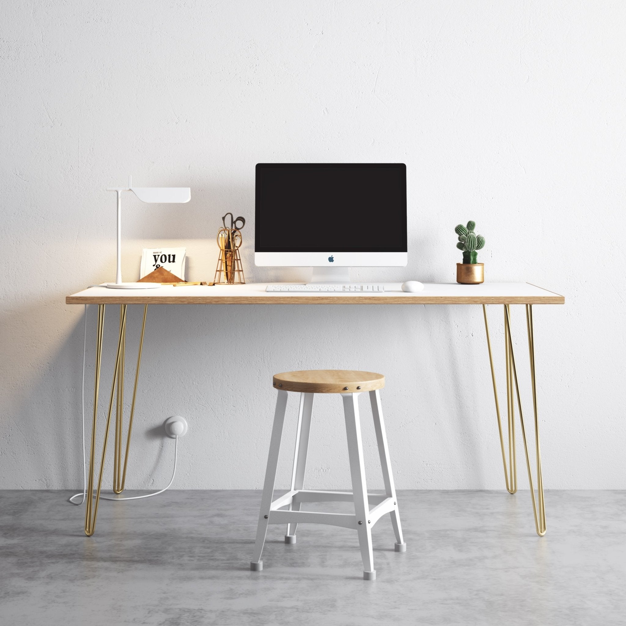 Hairpin Table (White)-White-Small (60cm x 120cm)-The Hairpin Leg Co.