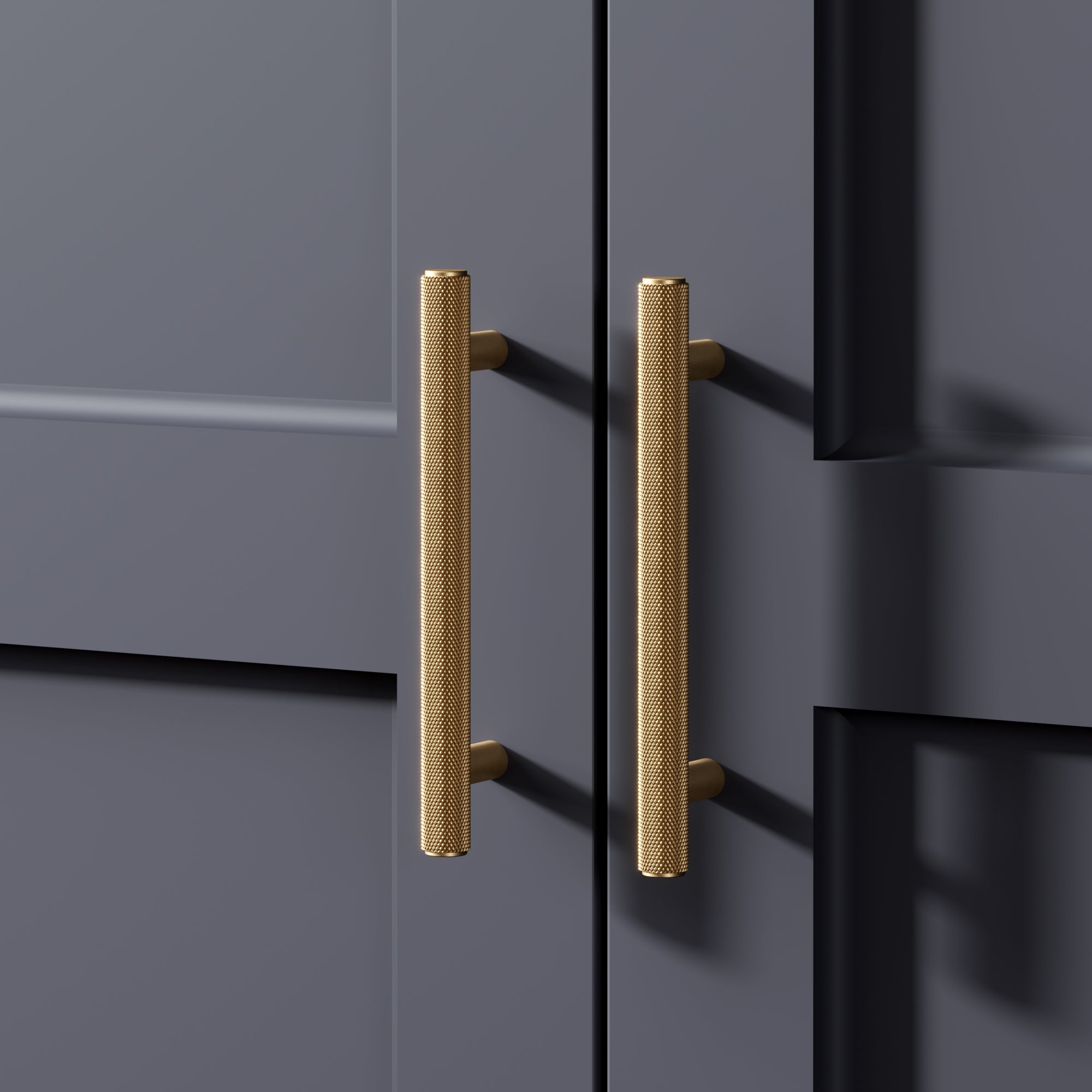 Knurl 15mm Pull Handle-Brushed Brass-180mm-The Hairpin Leg Co.