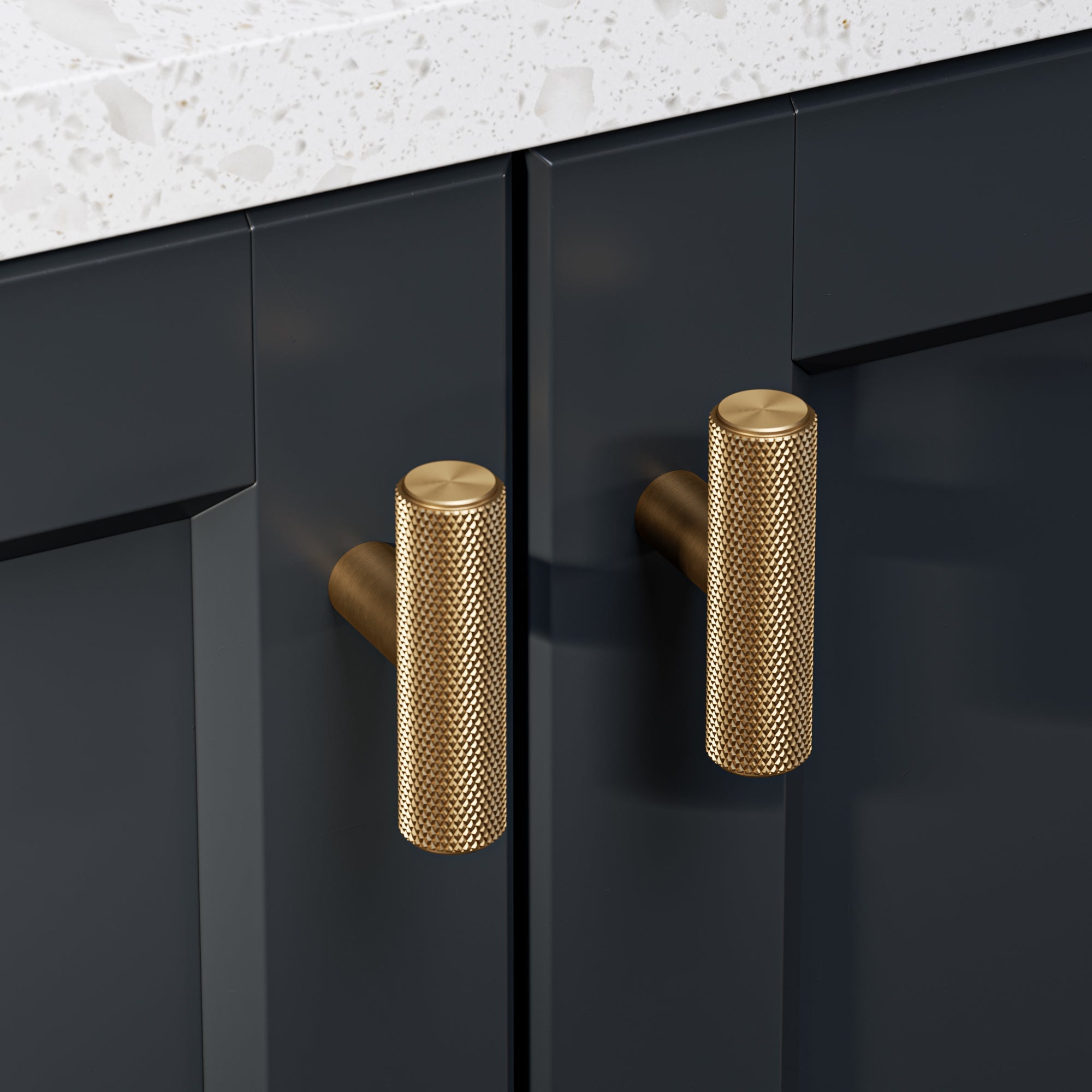 Knurl 15mm Pull Handle-Brushed Brass-T-Bar 55mm-The Hairpin Leg Co.