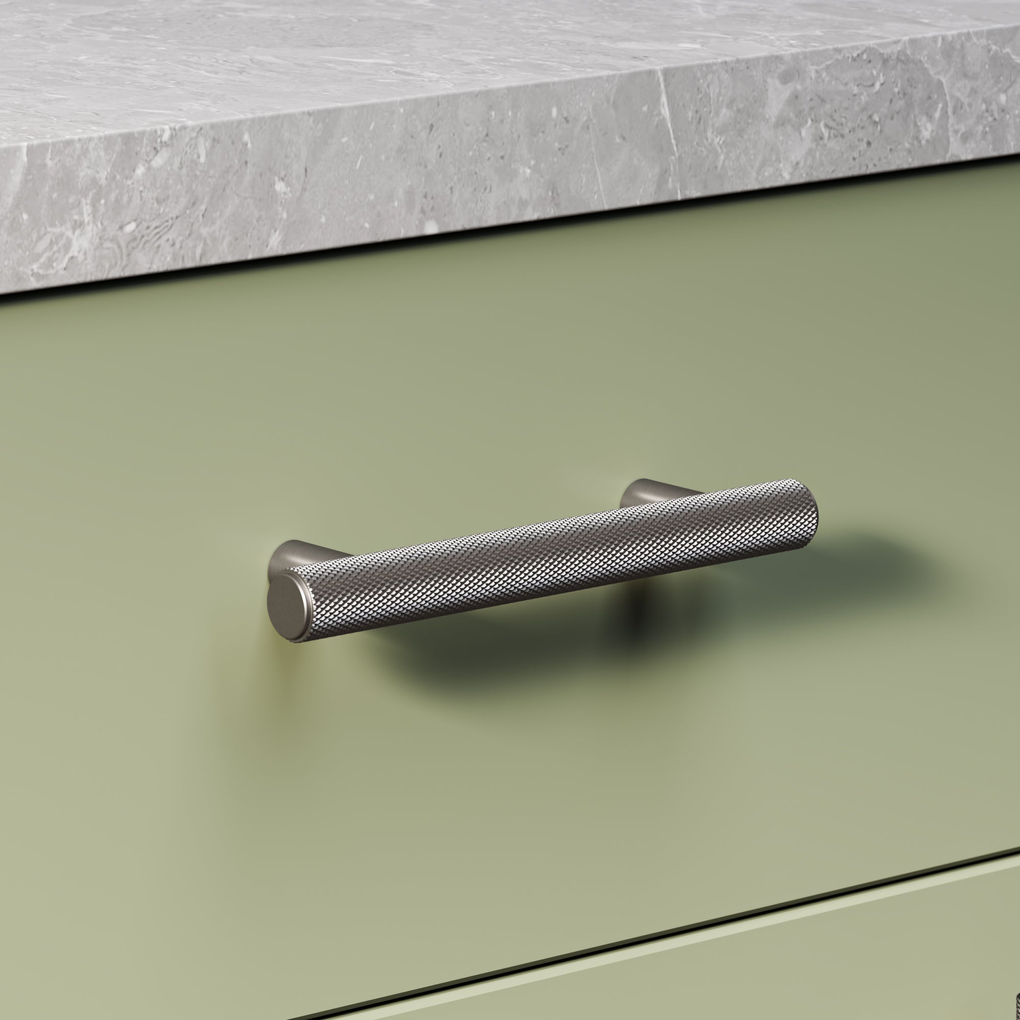 Knurl 15mm Pull Handle-Industrial Nickel-140mm-The Hairpin Leg Co.