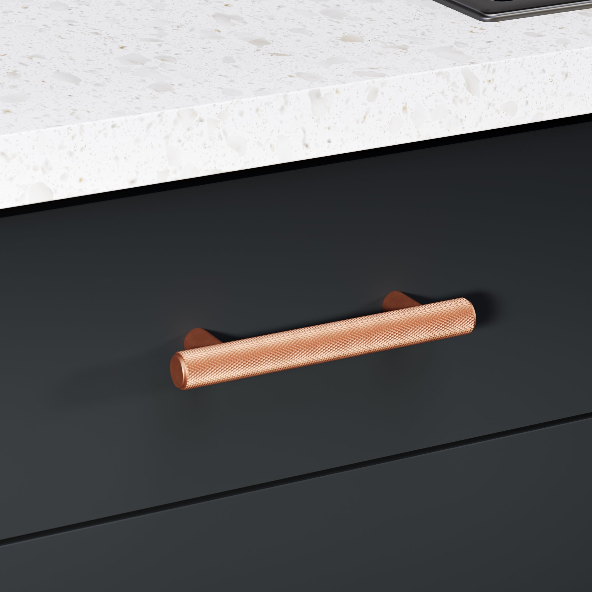 Knurl 15mm Pull Handle-Satin Copper-140mm-The Hairpin Leg Co.