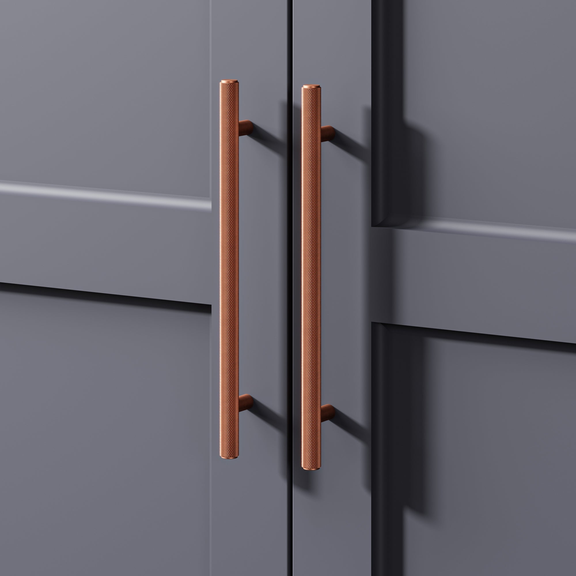Knurl 15mm Pull Handle-Satin Copper-300mm-The Hairpin Leg Co.