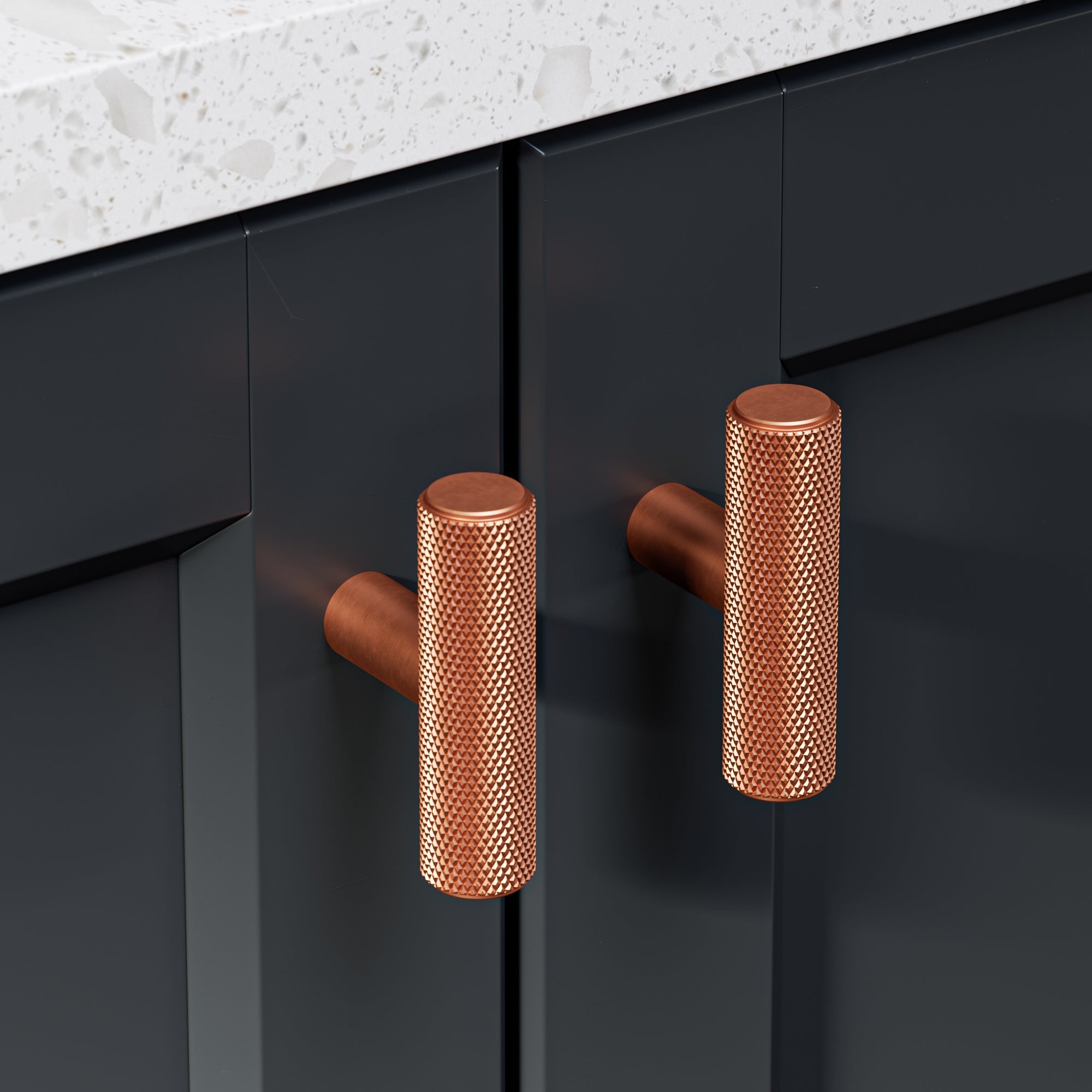 Knurl 15mm Pull Handle-Satin Copper-T-Bar 55mm-The Hairpin Leg Co.
