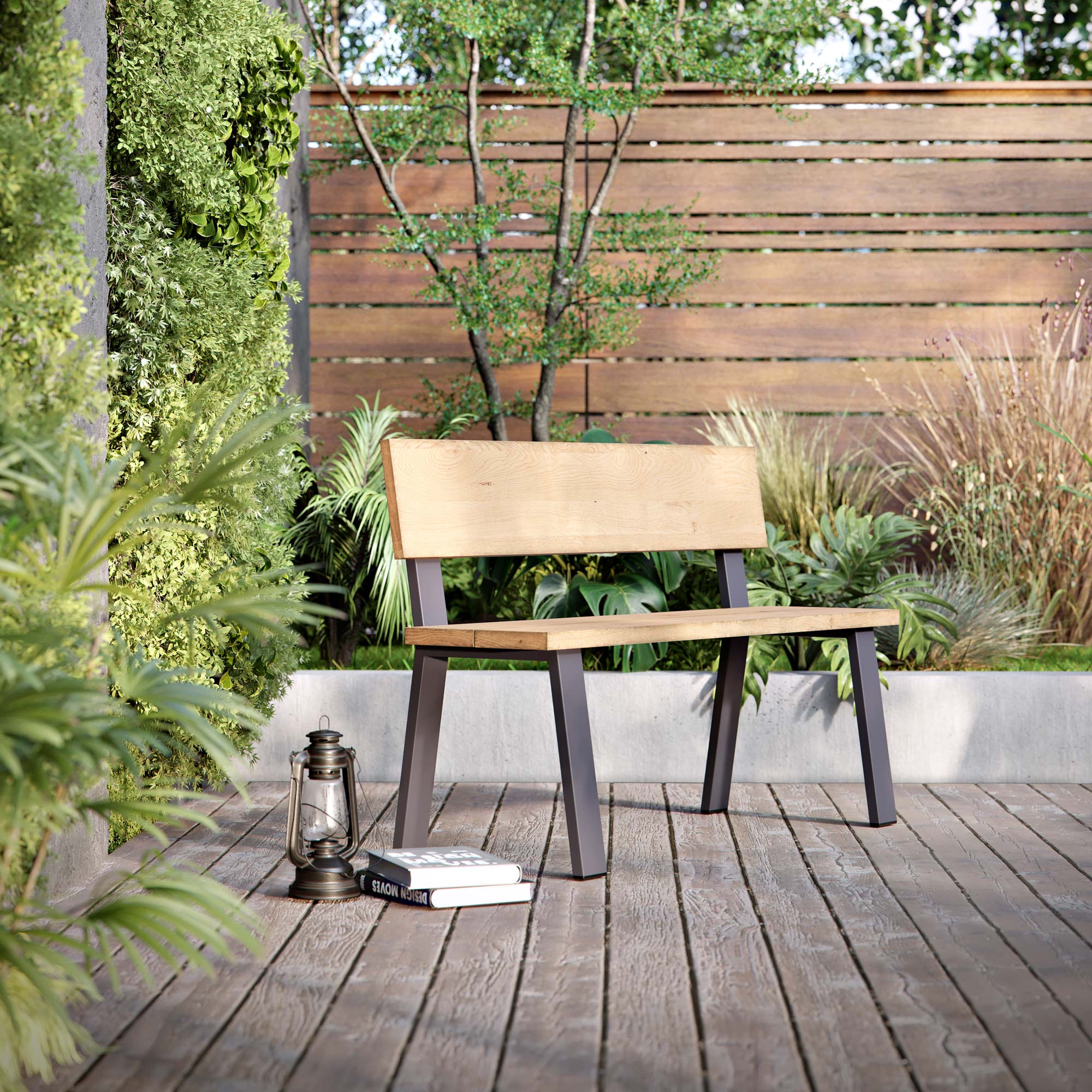 Outdoor Back Bench-Outdoor Grey--The Hairpin Leg Co.