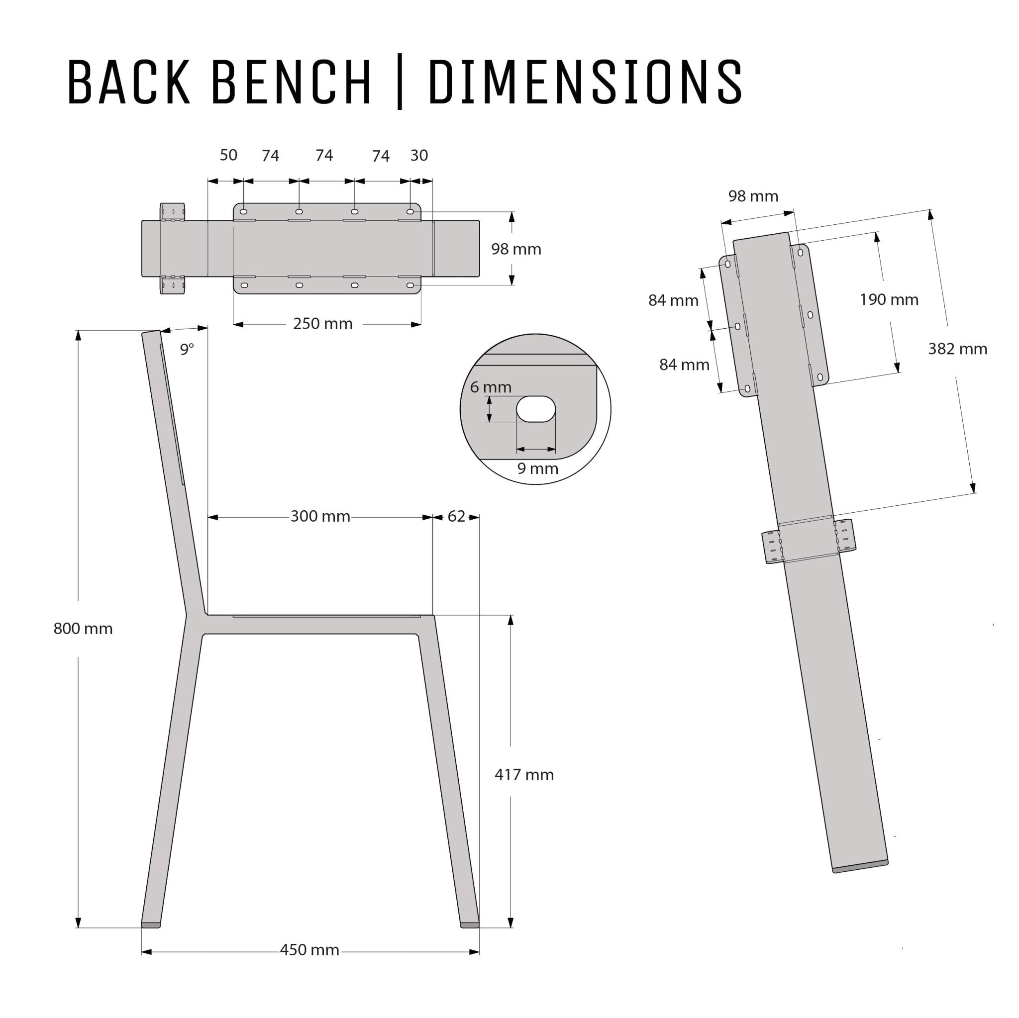 Outdoor Back Bench-Outdoor Grey--The Hairpin Leg Co.
