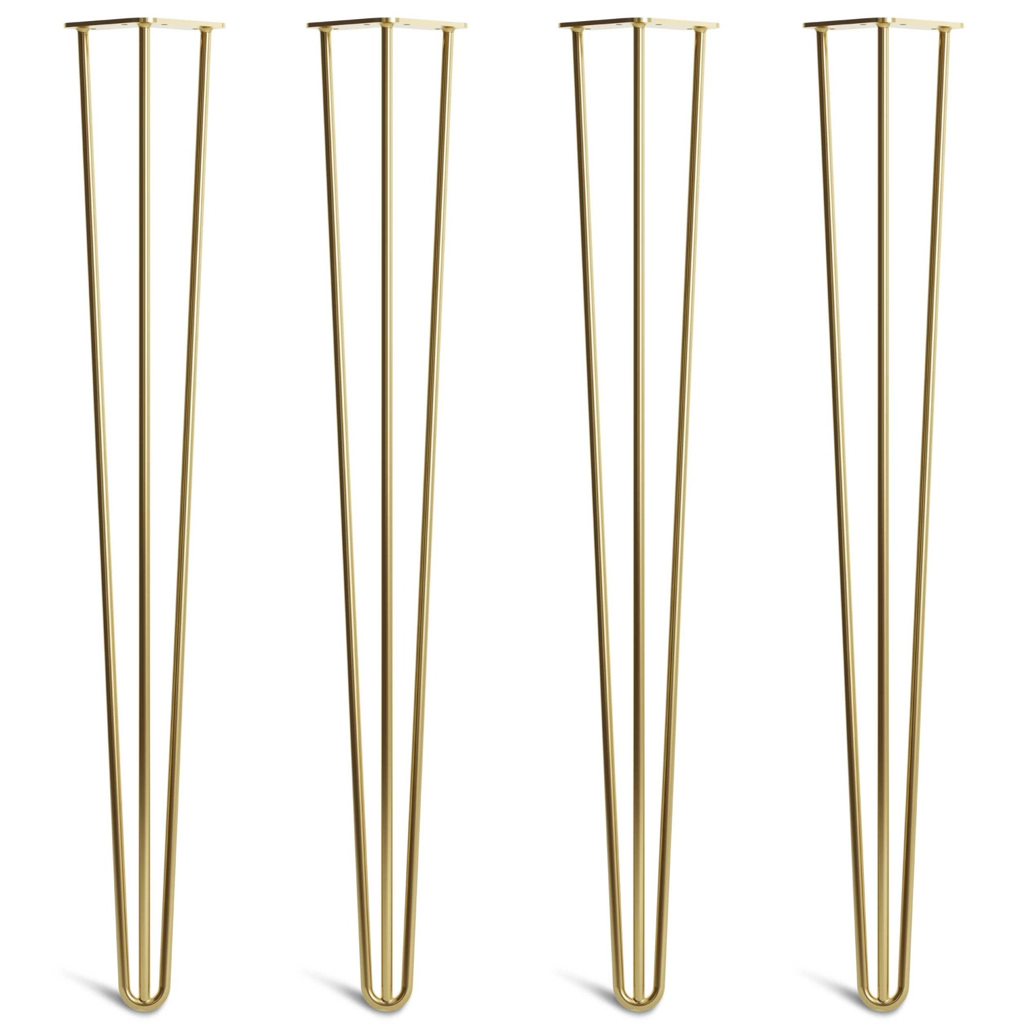 Satin Brass Hairpin Legs-34" / 86cm - Countertop-3 Rod-The Hairpin Leg Co.