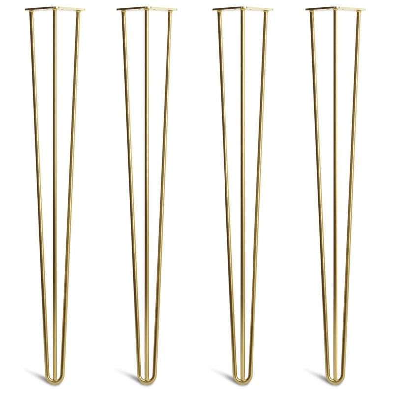 Satin Brass Hairpin Legs-34" / 86cm - Countertop-3 Rod-The Hairpin Leg Co.