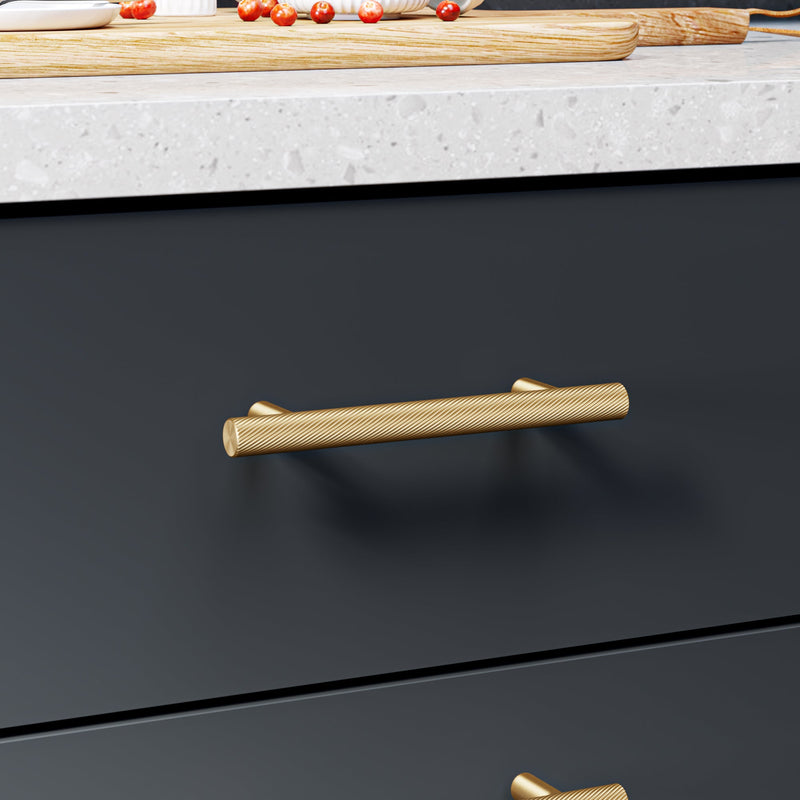 Spiral 12mm Pull Handle-Brushed Brass-140mm-The Hairpin Leg Co.