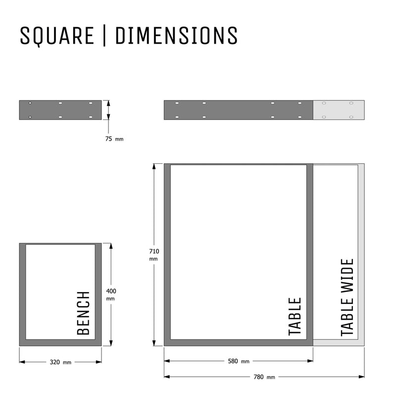 Square Industrial legs-Table (H71cm x W58cm)-White-The Hairpin Leg Co.