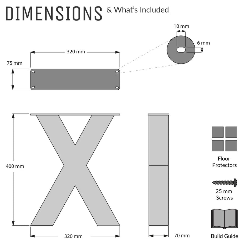 Chunky X-Frame Industrial Legs | 40cm Bench