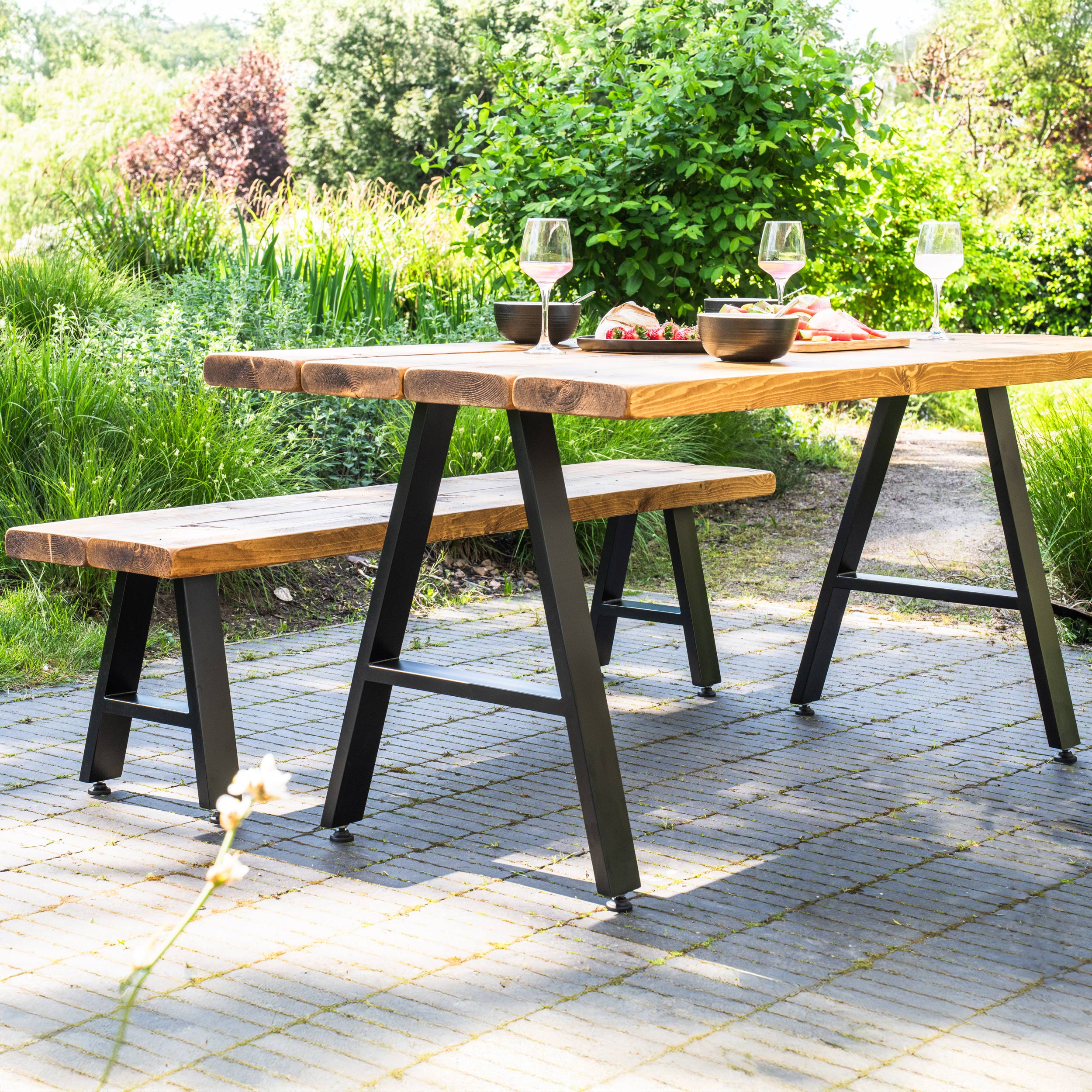A-Frame Industrial legs, with Outdoor Hardware Pack | 71cm Table