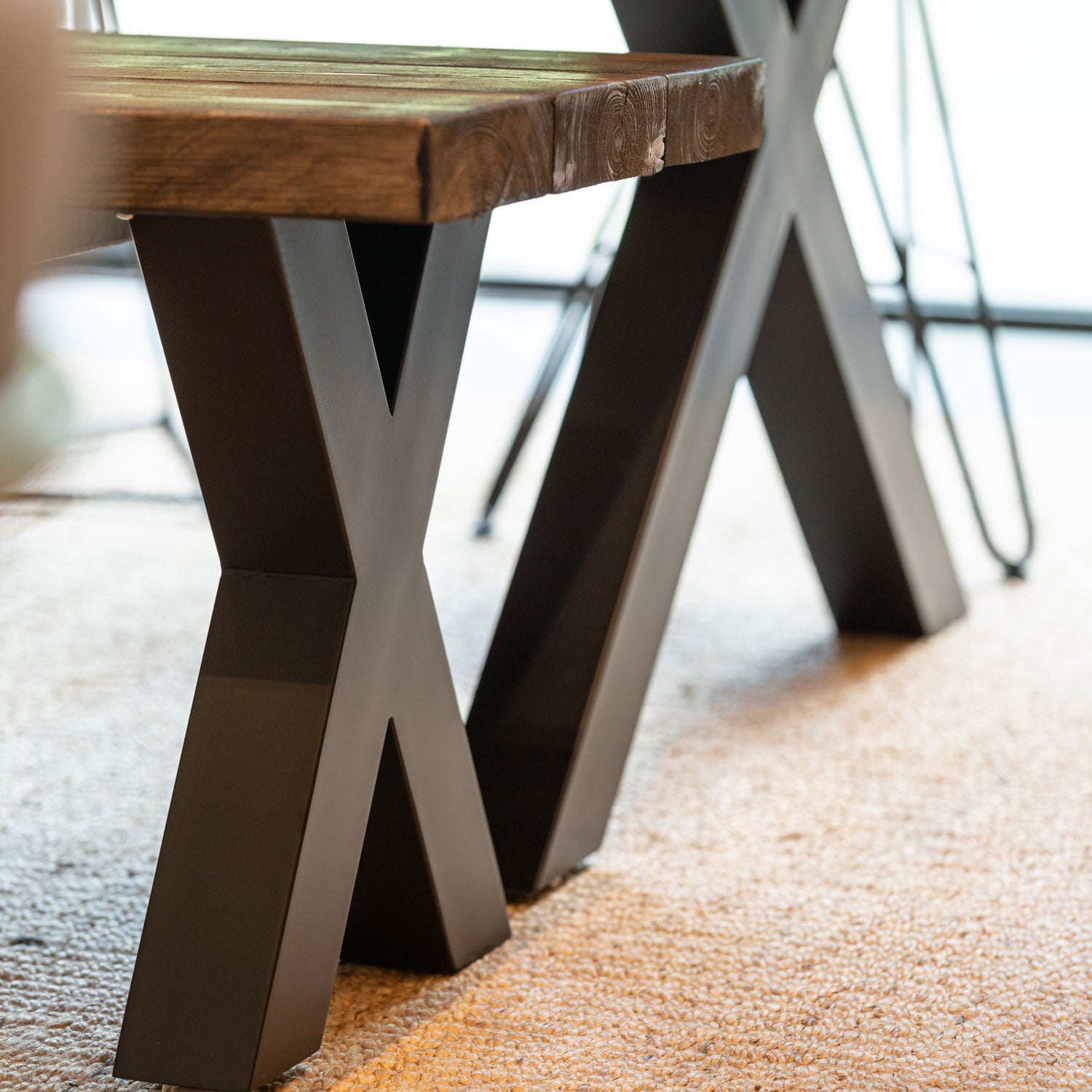 Chunky X-Frame Industrial Legs | 40cm Bench