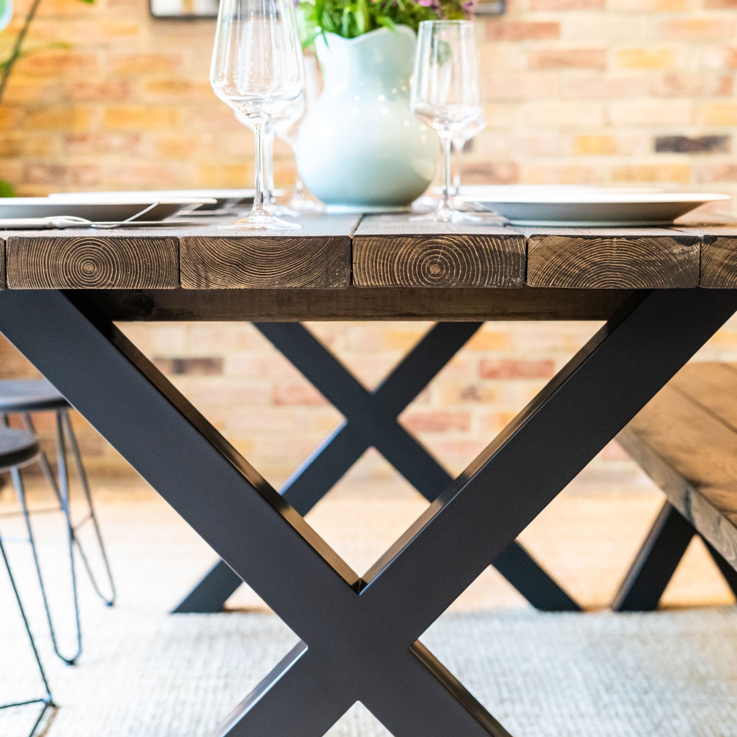 Chunky X-Frame Industrial Legs | 71cm Table