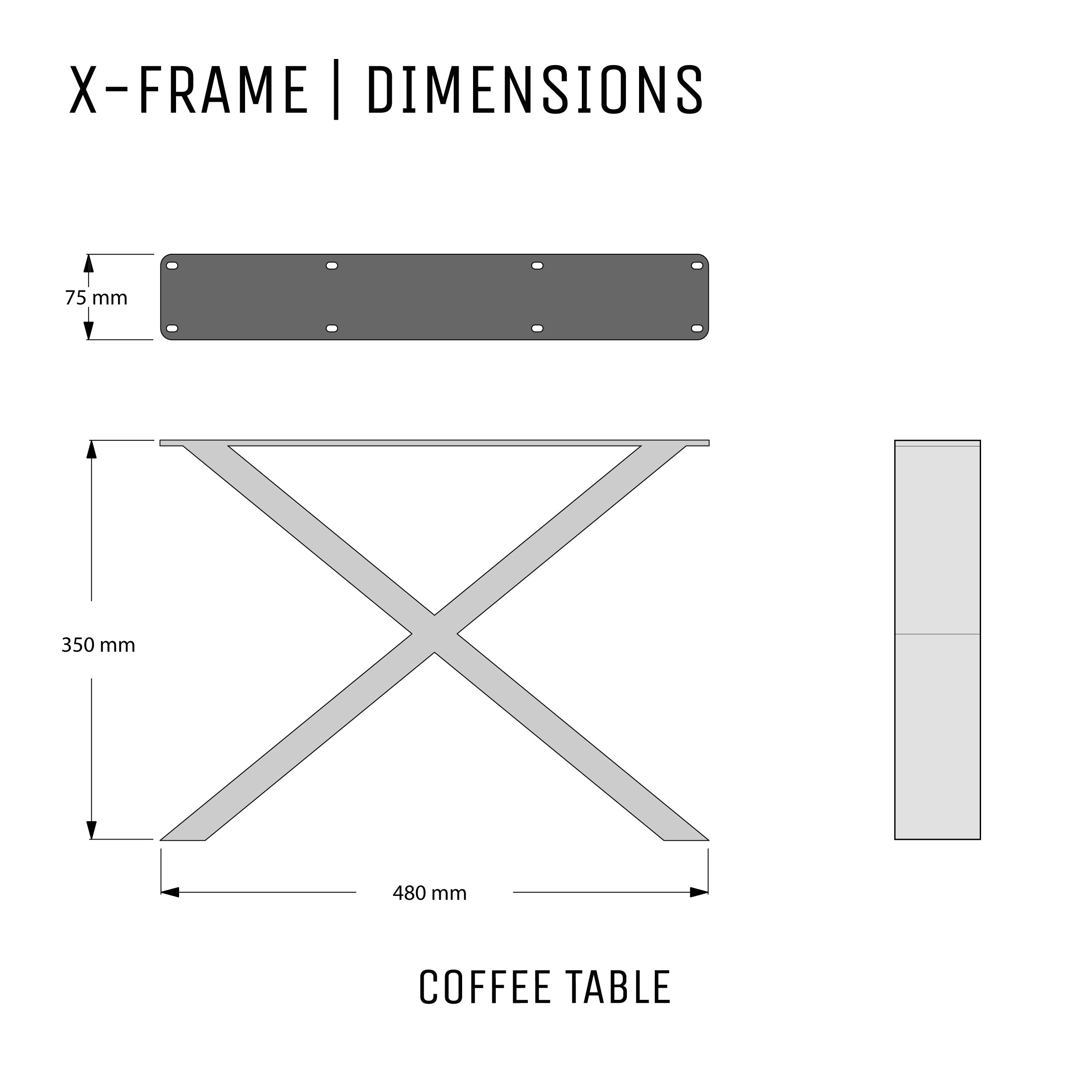 X-Frame Industrial legs | 35cm Coffee Table