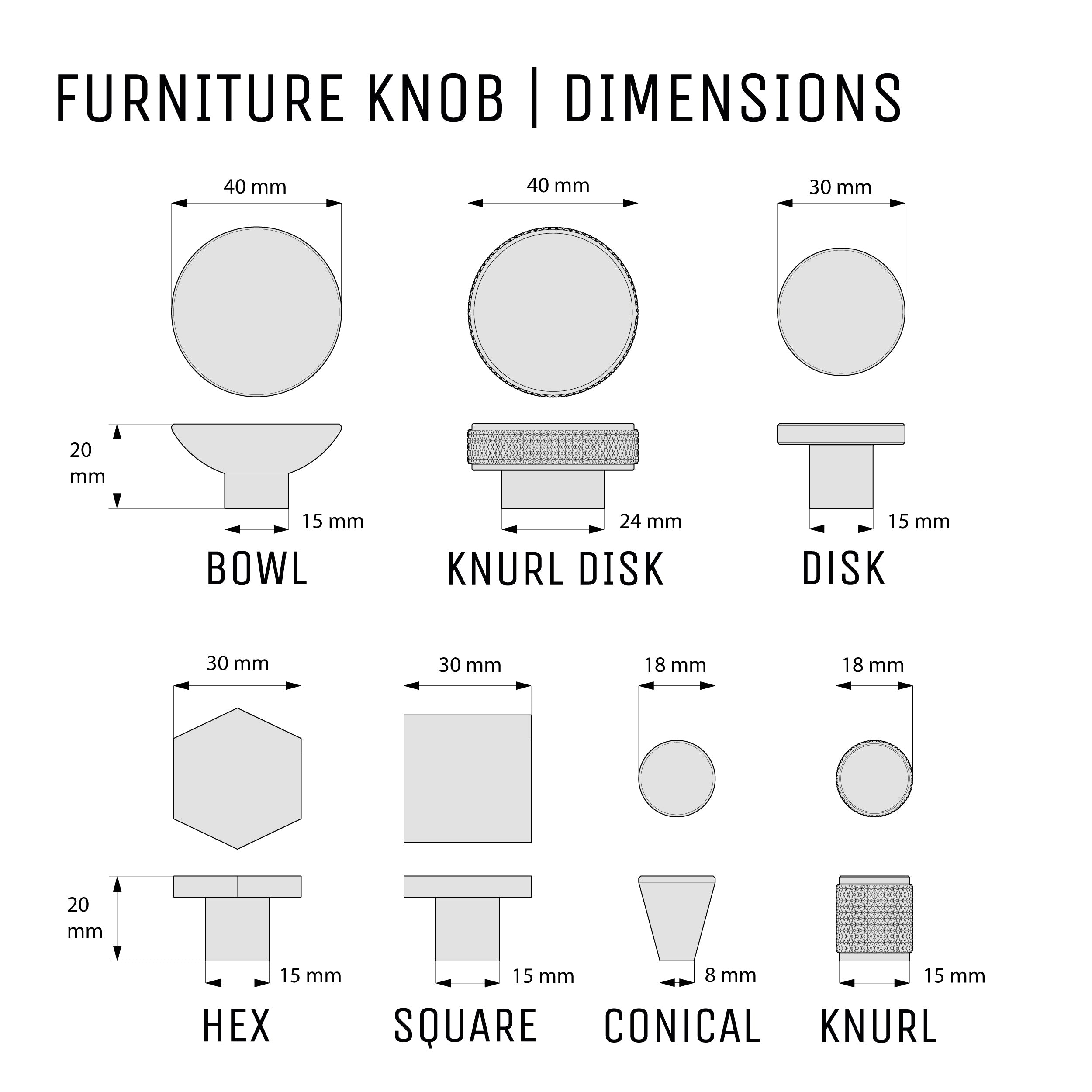 Square 30mm Knob