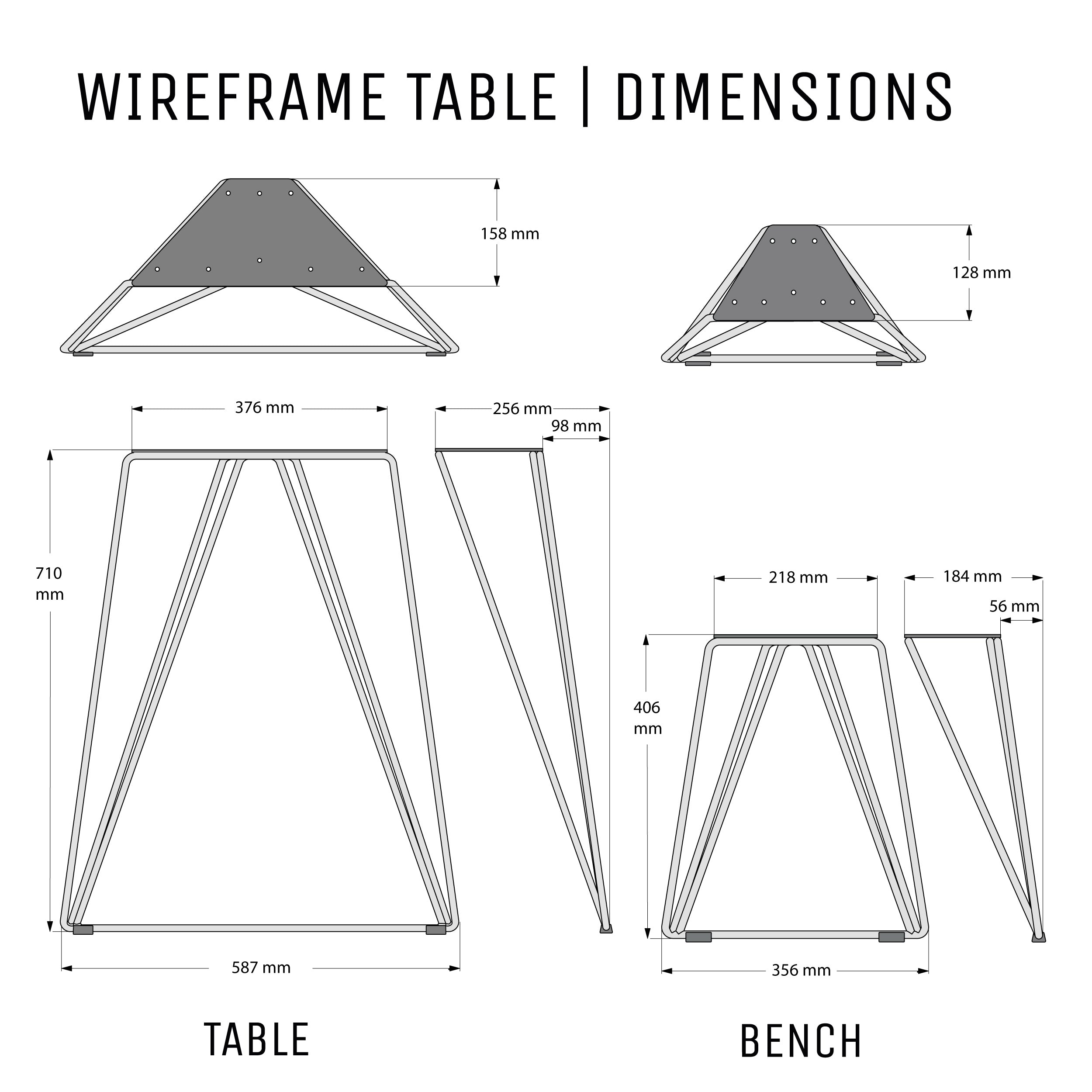 Hairpin Wireframe Legs | 40cm Bench