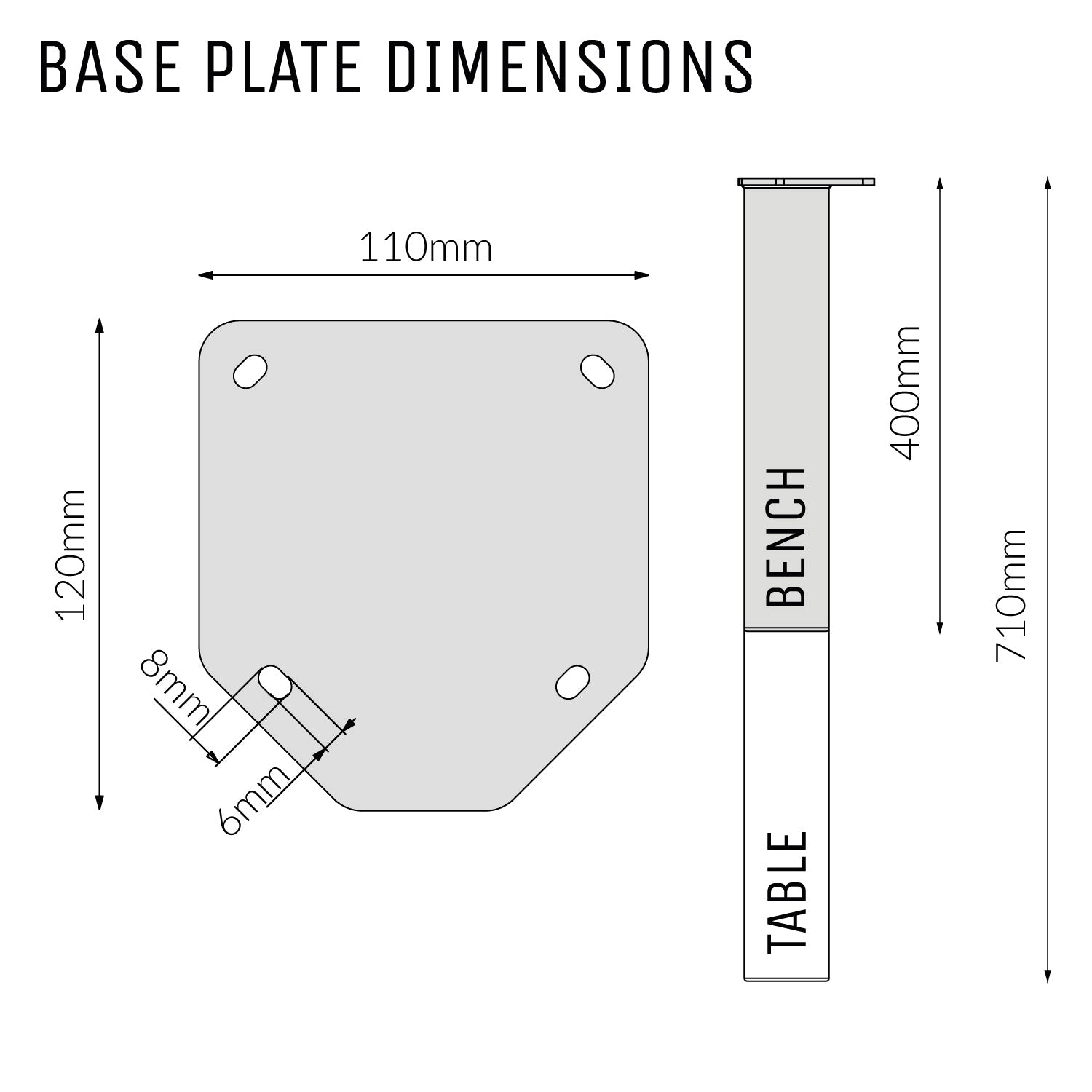 Single Pin Box legs | 40cm Bench