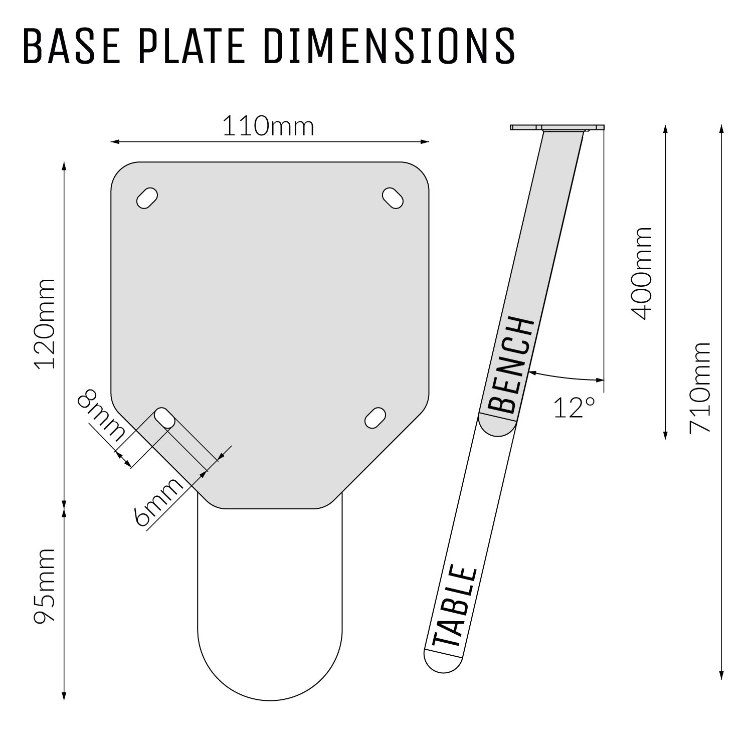 Single Pin Round Legs | 71cm Table