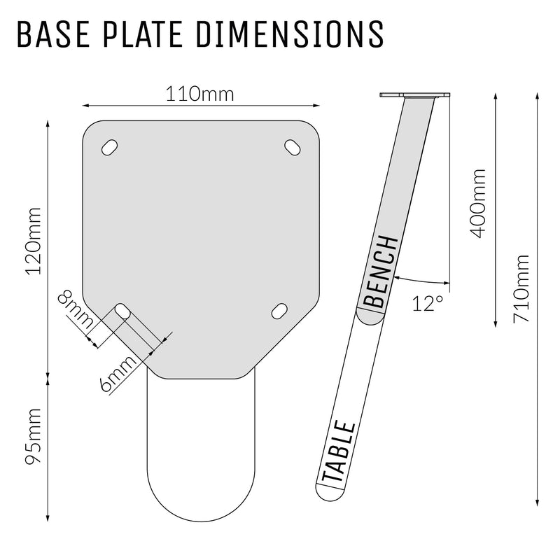 Single Pin Round Legs | 71cm Table