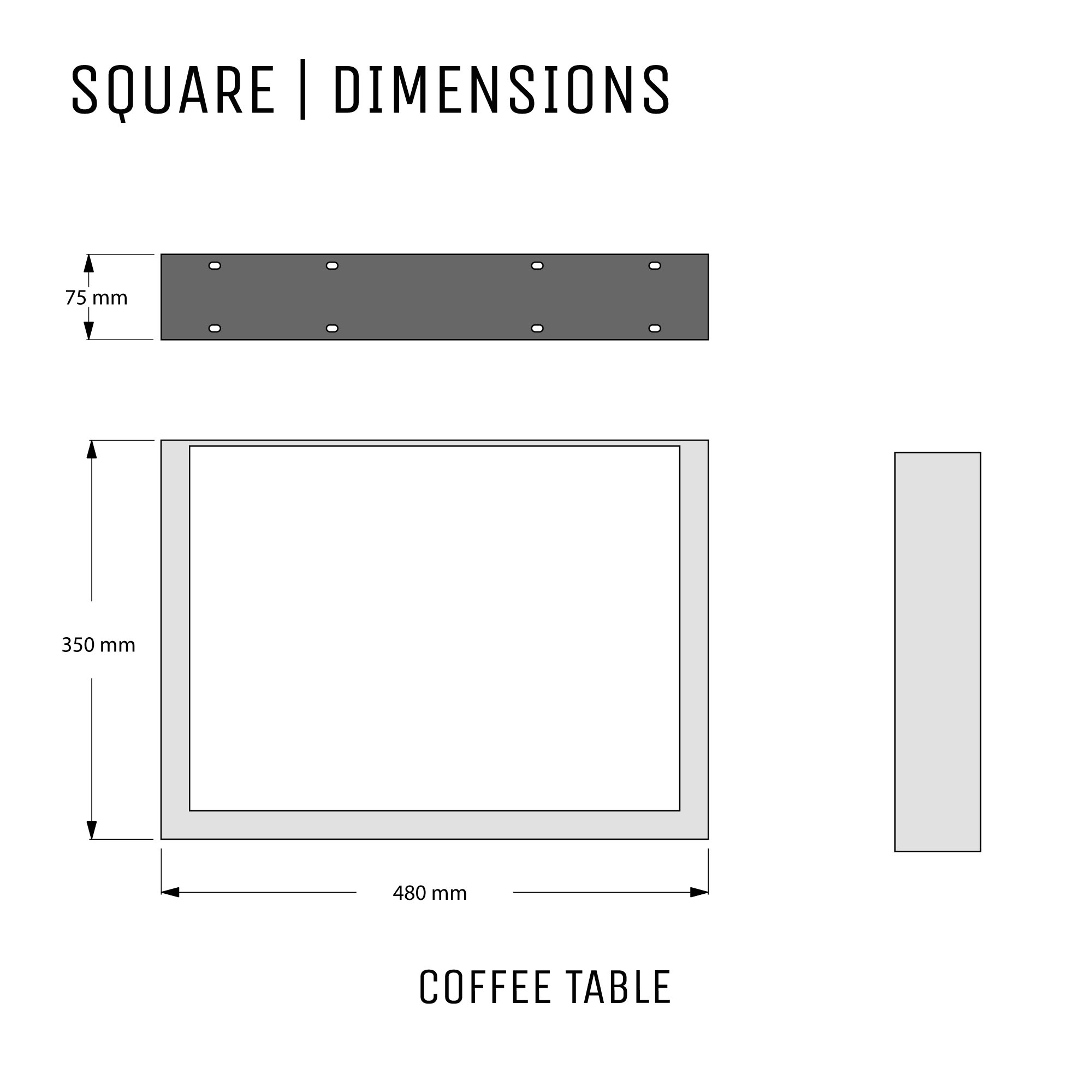 Square Industrial legs-Coffee Table (H35cm x W48cm)-White-The Hairpin Leg Co.