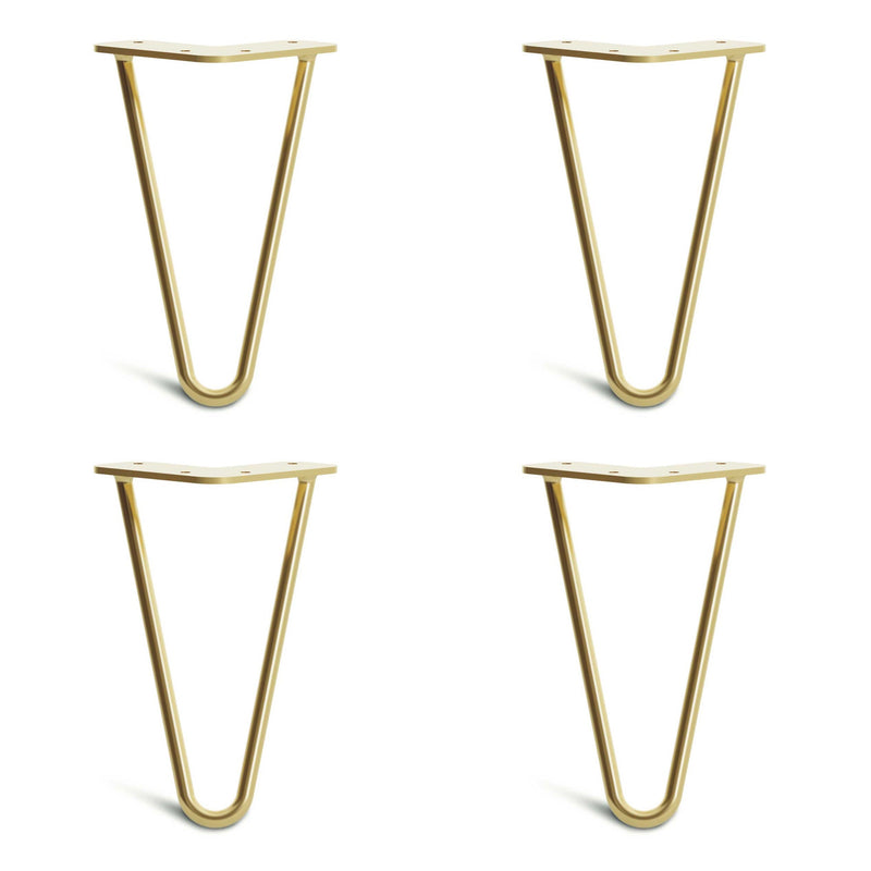 20cm Hairpin Legs - Cabinet-2 Rod-Satin Brass-The Hairpin Leg Co.