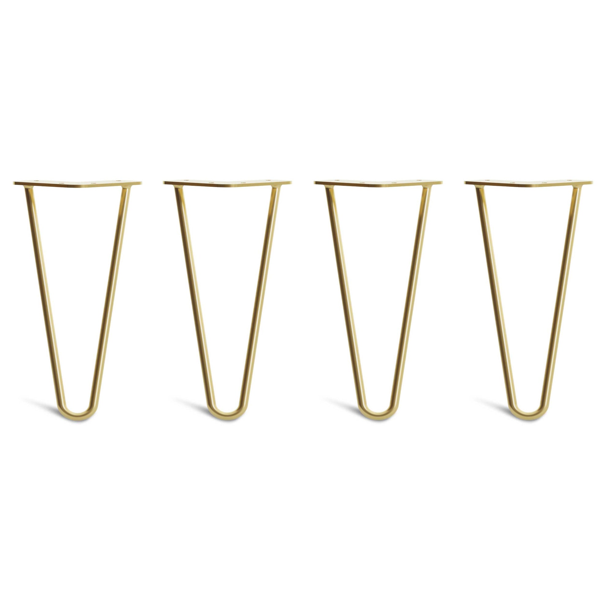 25cm Hairpin Legs - Low Coffee Table-2 Rod-Satin Brass-The Hairpin Leg Co.