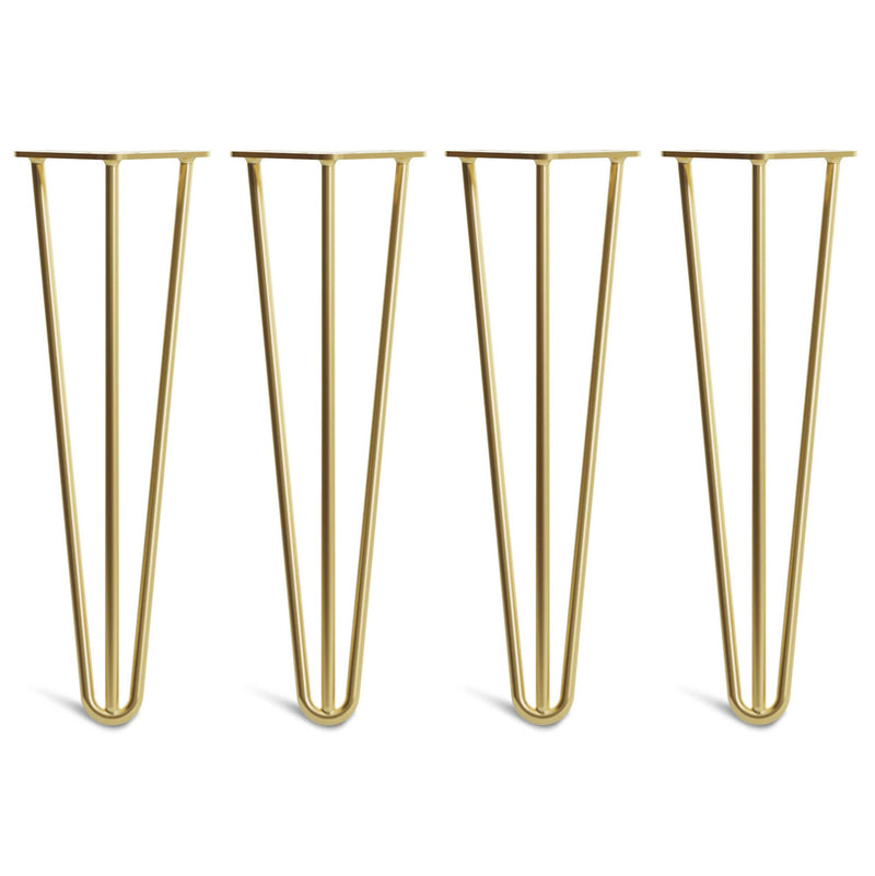 40cm Hairpin Legs - Bench-3 Rod-Satin Brass-The Hairpin Leg Co.