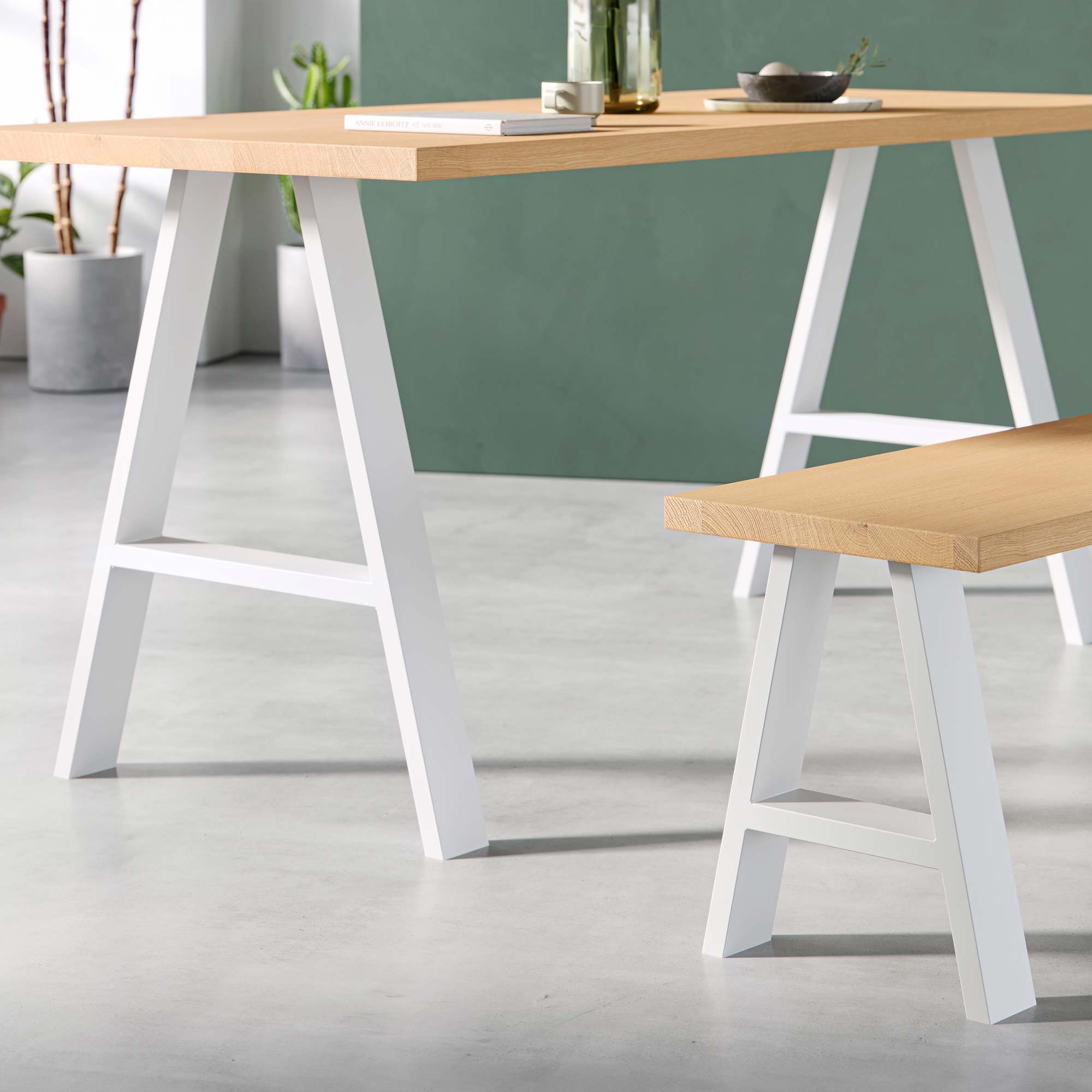 A-Frame Industrial legs-Table (H71cm x W58cm)-White-The Hairpin Leg Co.