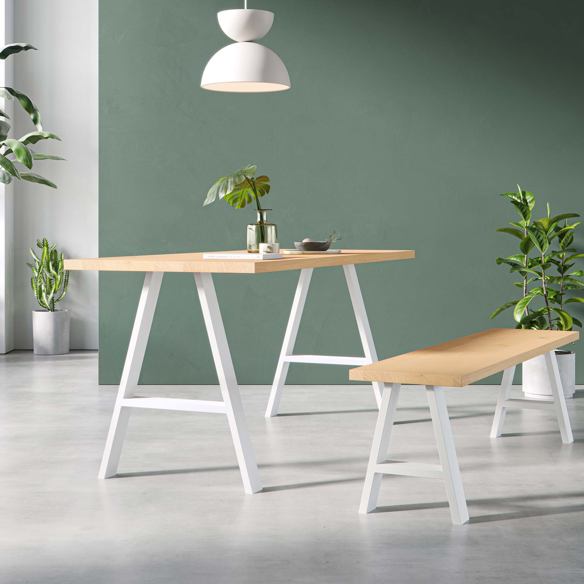 A-Frame Industrial legs-Table (H71cm x W58cm)-White-The Hairpin Leg Co.