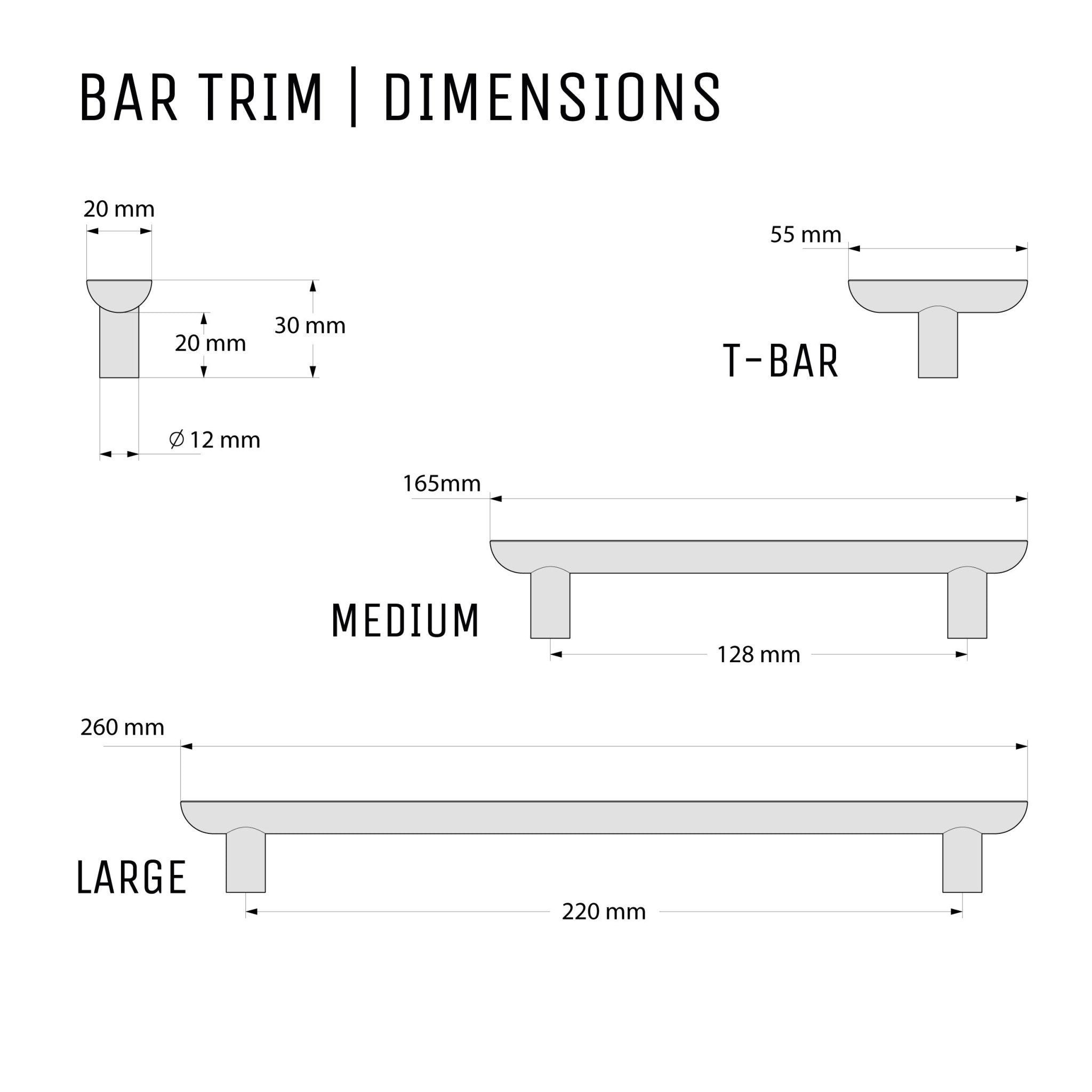 Bar Trim Pull Handle-Brushed Brass-T-Bar 55mm-The Hairpin Leg Co.